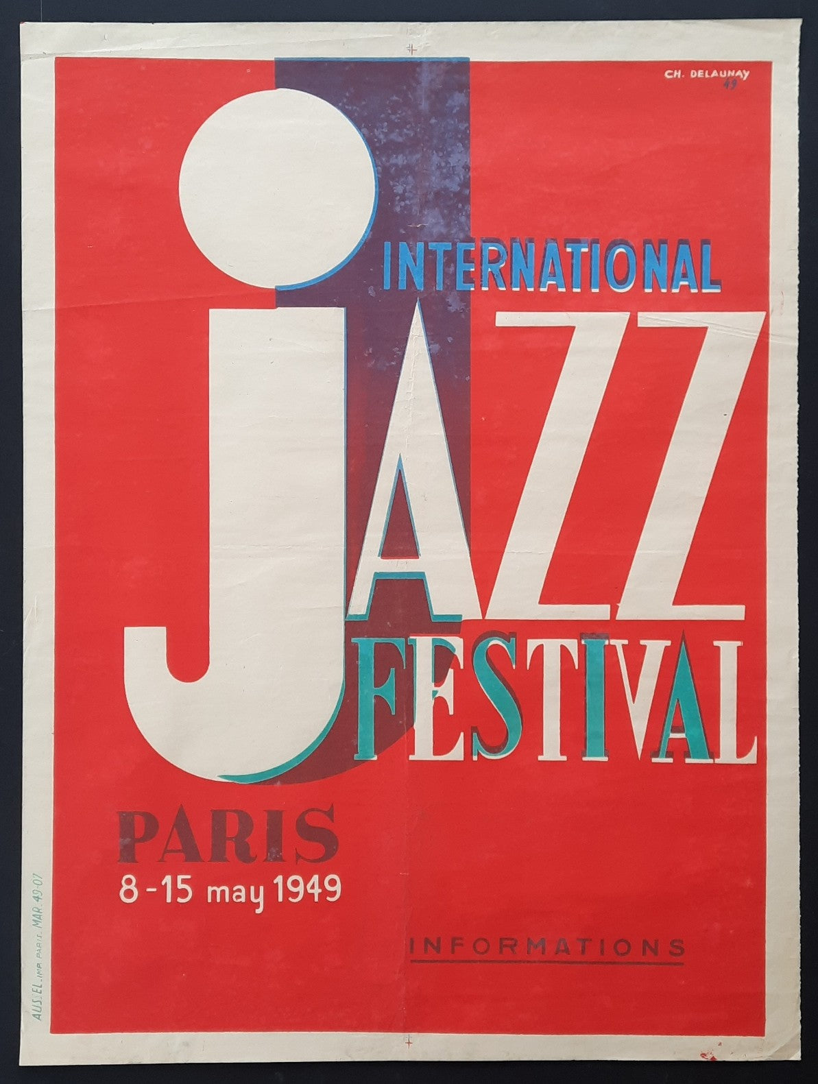PARIS JAZZ FESTIVAL 1949 Original Concert Poster