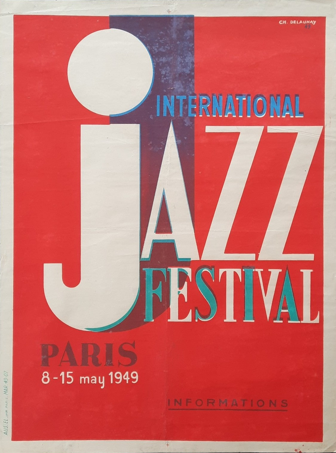 PARIS JAZZ FESTIVAL 1949 Original Concert Poster