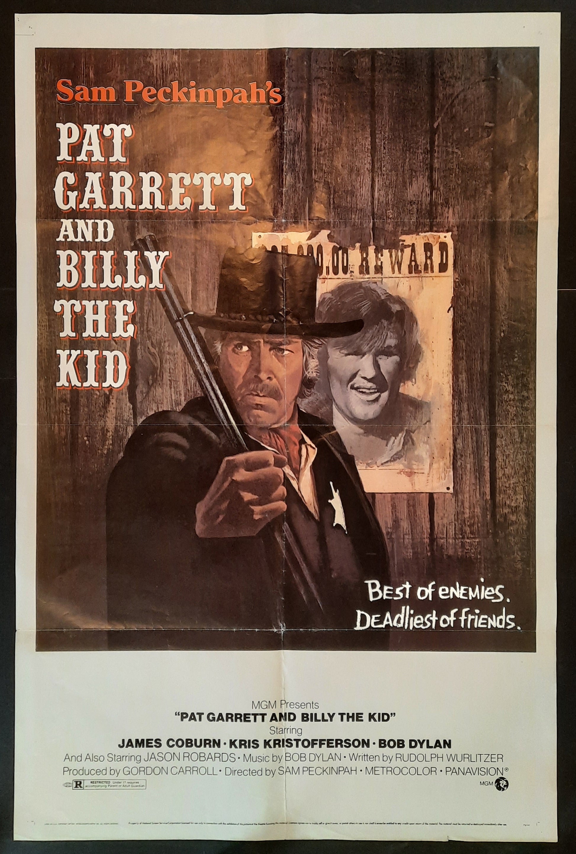 PAT GARRETT & BILLY THE KID Original Movie Poster 1973 Coburn Kristoffersen Dylan