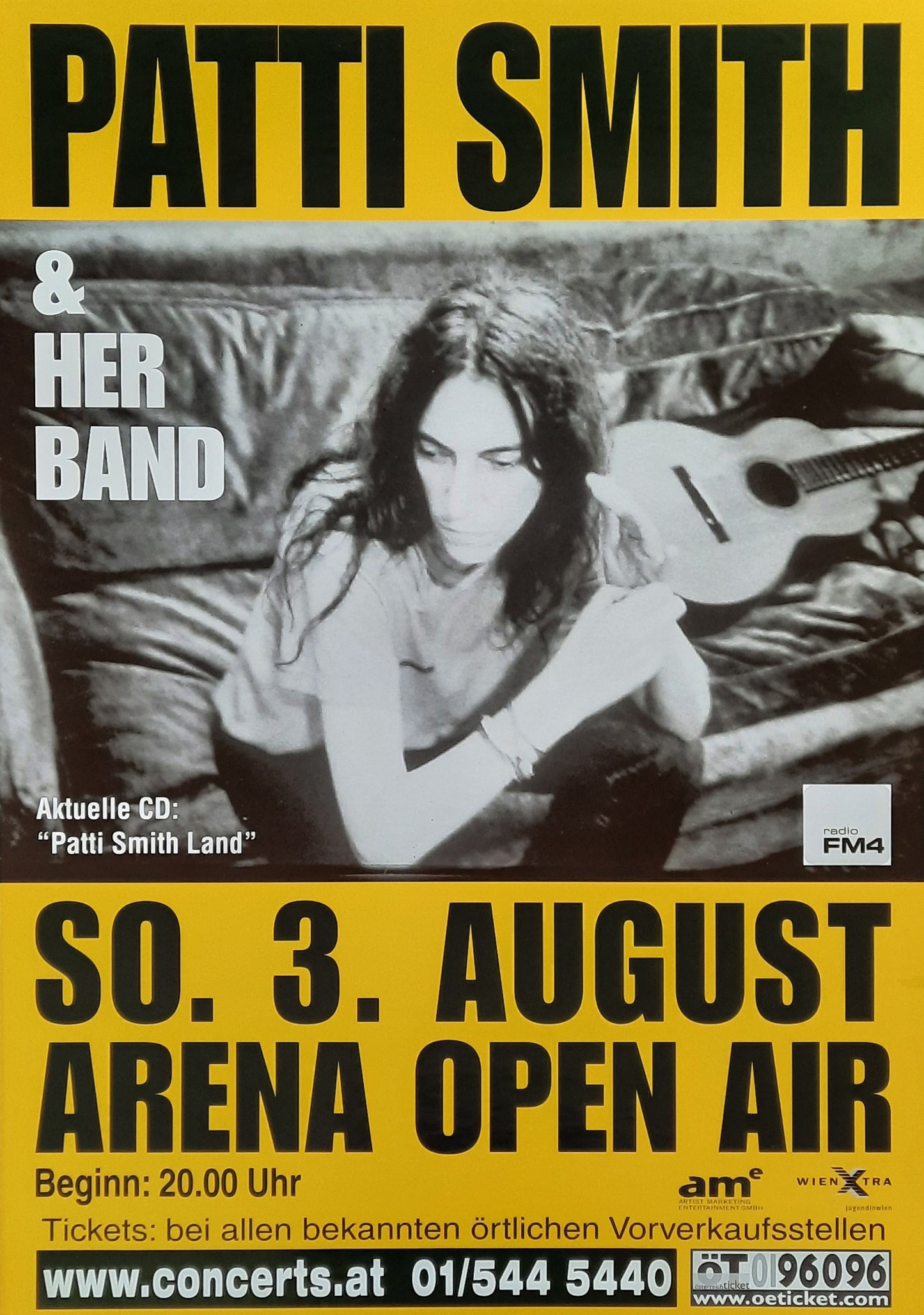 PATTI SMITH 2003 Original Concert Poster August 3rd Vienna Austria 1st print