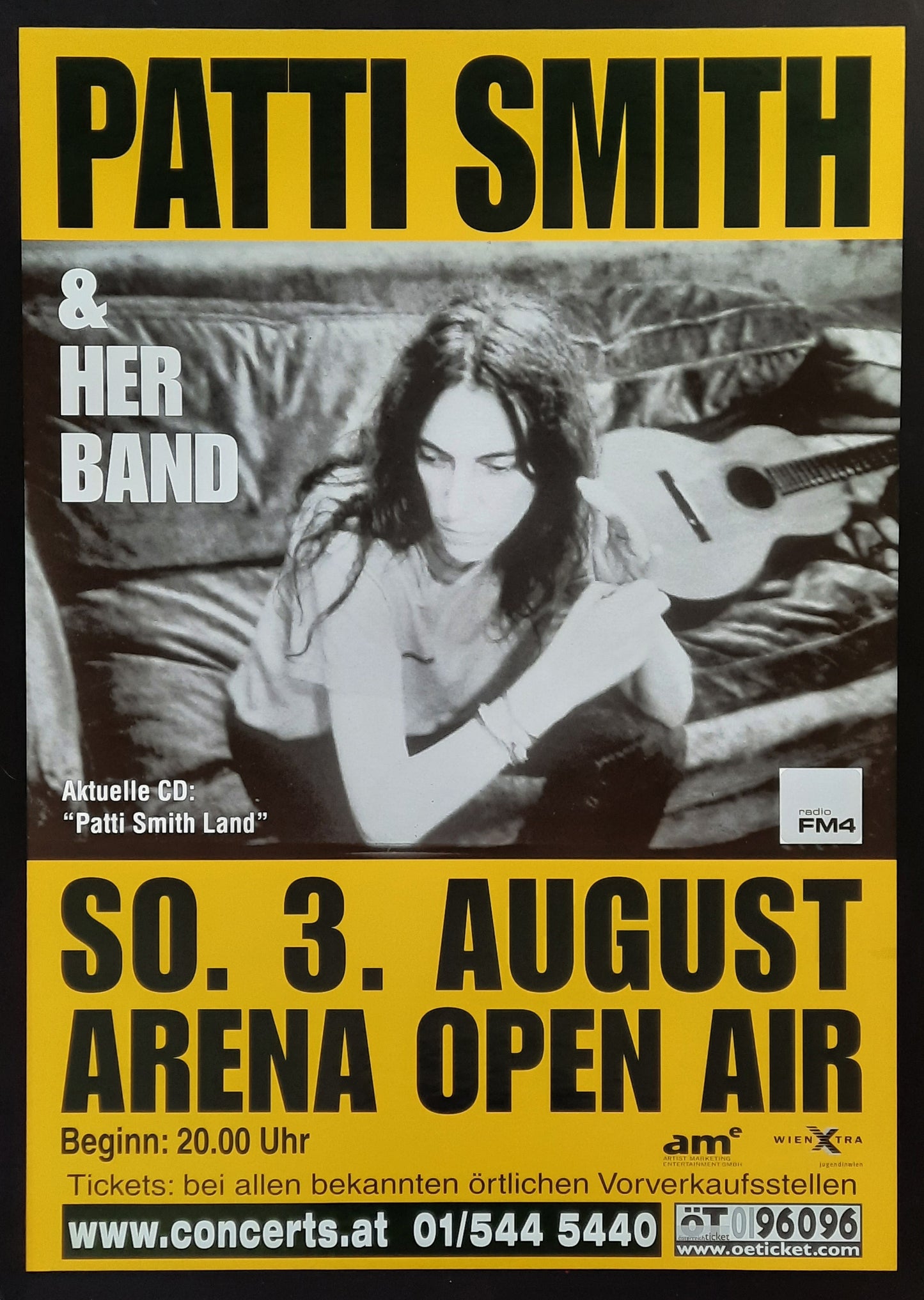 PATTI SMITH 2003 Original Concert Poster August 3rd Vienna Austria 1st print 2