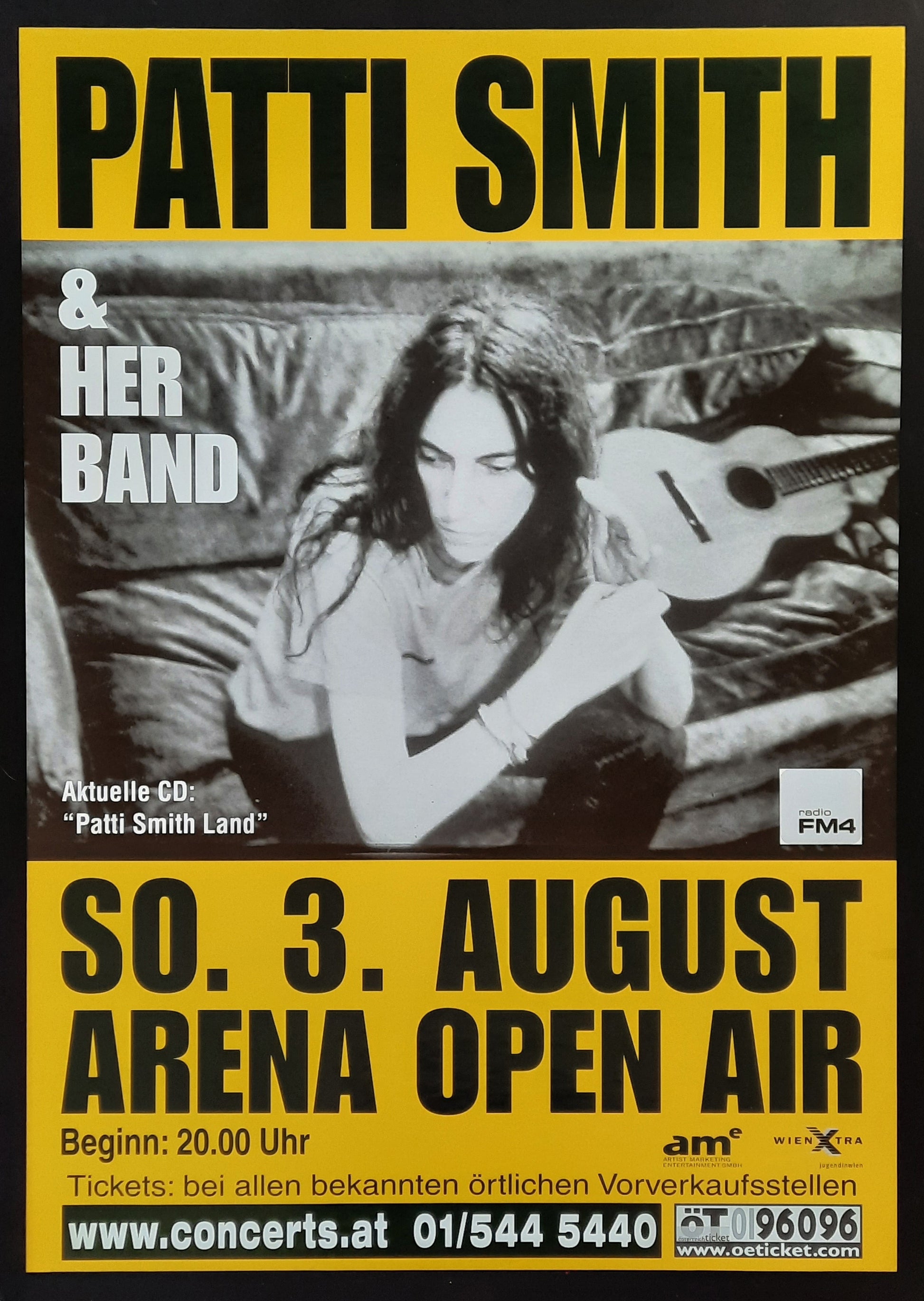 PATTI SMITH 2003 Original Concert Poster August 3rd Vienna Austria 1st print 2