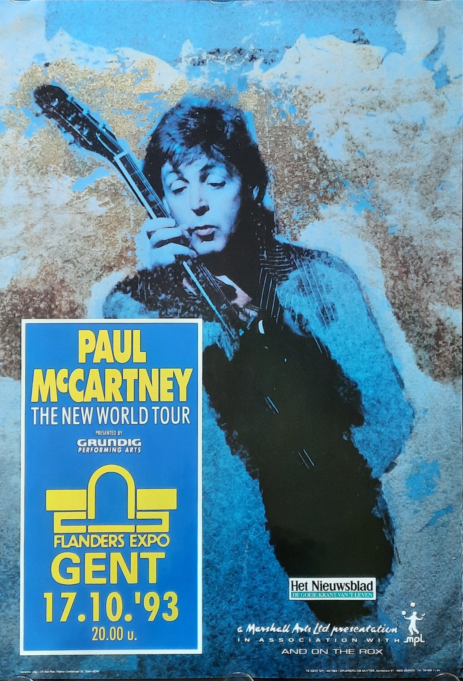 PAUL McCARTNEY Original Concert Poster October 17, 1993 Gent Belgium SUBWAY POSTER