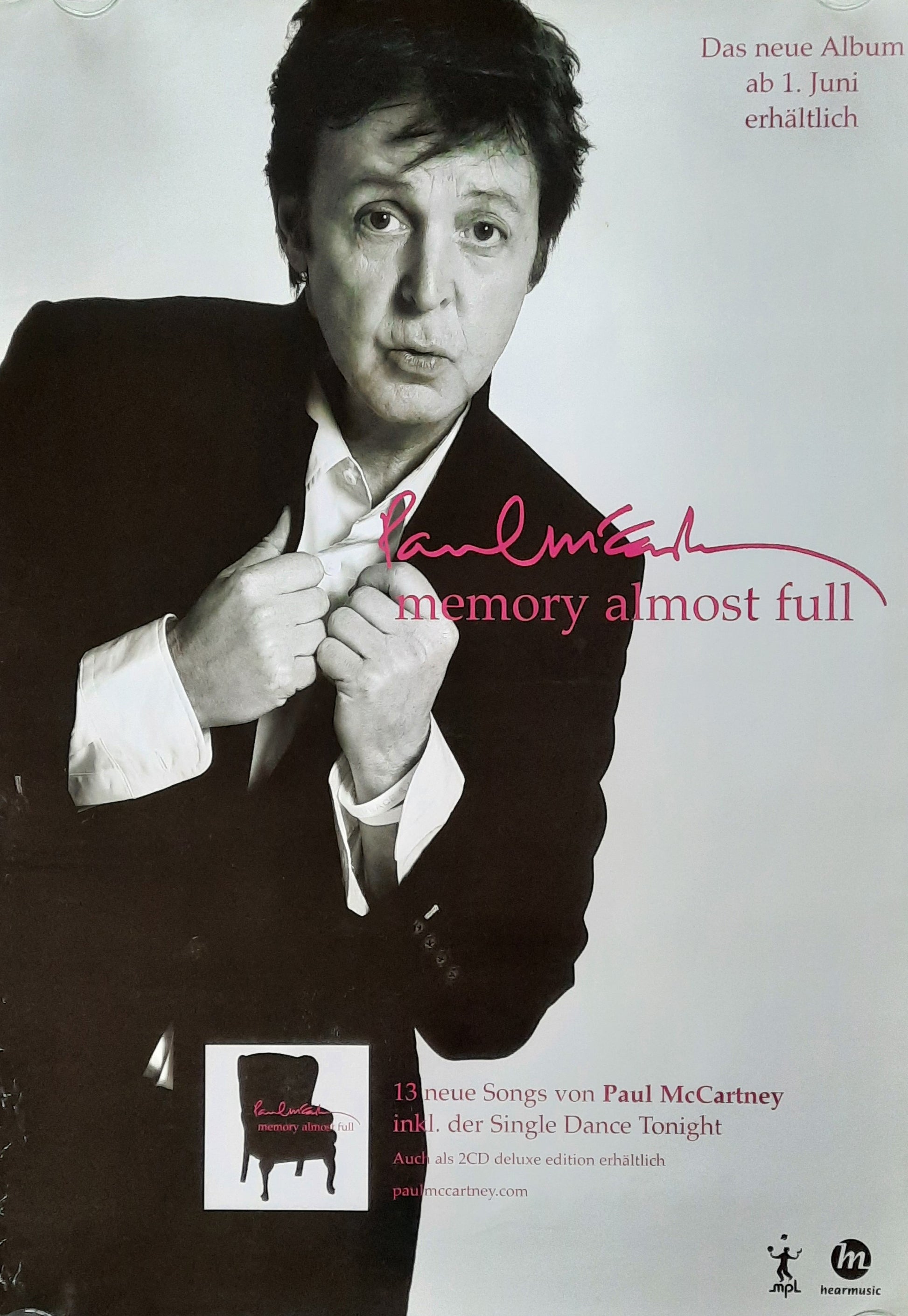 PAUL McCARTNEY 2007 Original Promotion Poster Album "Memory Almost Full" 1st print