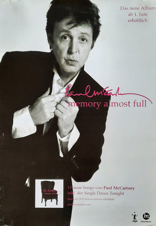 PAUL McCARTNEY 2007 Original Promotion Poster Album "Memory Almost Full" 1st print