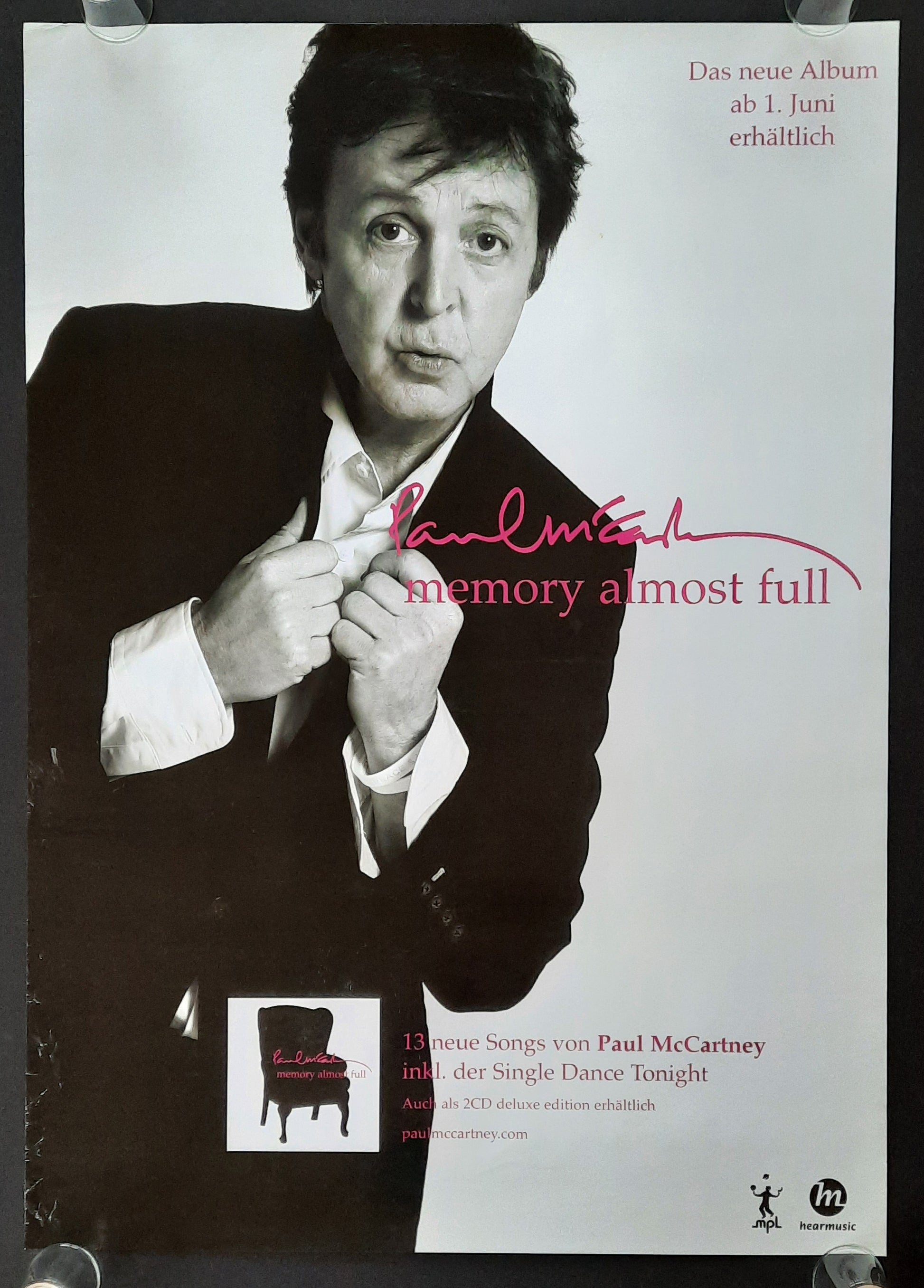 PAUL McCARTNEY 2007 Original Promotion Poster Album "Memory Almost Full" 1st print 2