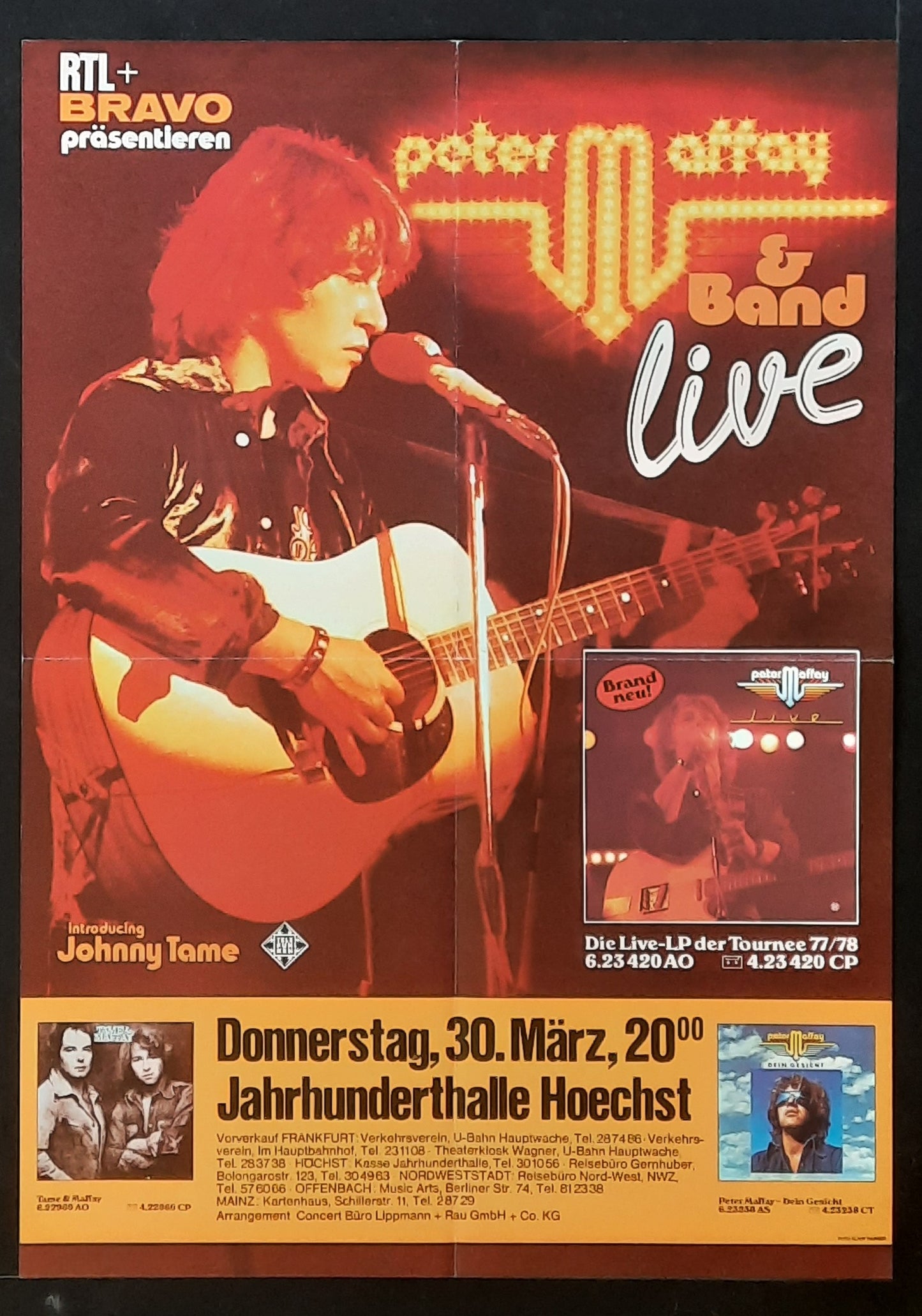 PETER MAFFAY Original Concert Poster March, 30, 1977 Hoechst Germany A2 1