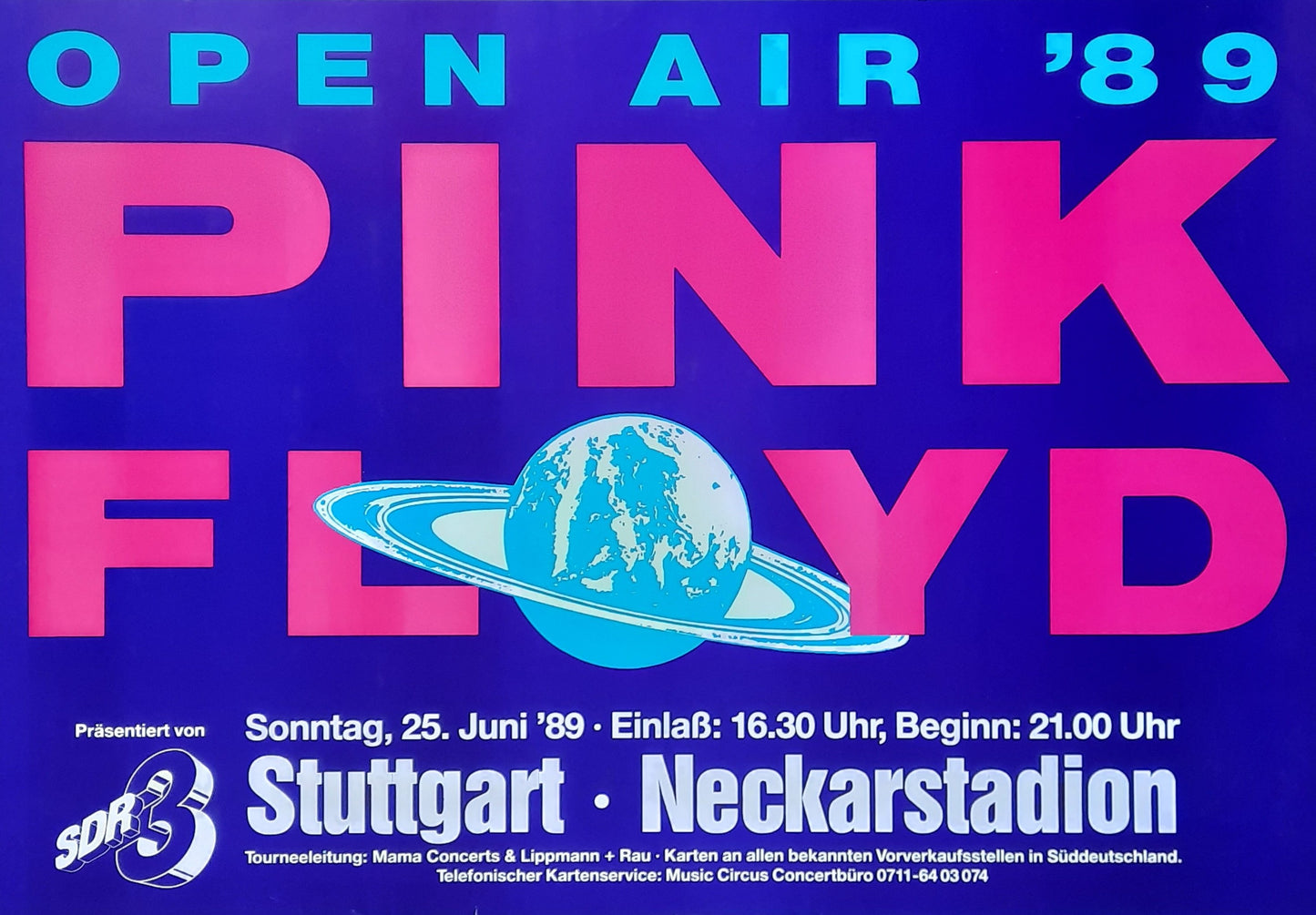 PINK FLOYD 1989 Original Concert Poster - June 25, Stuttgart Germany