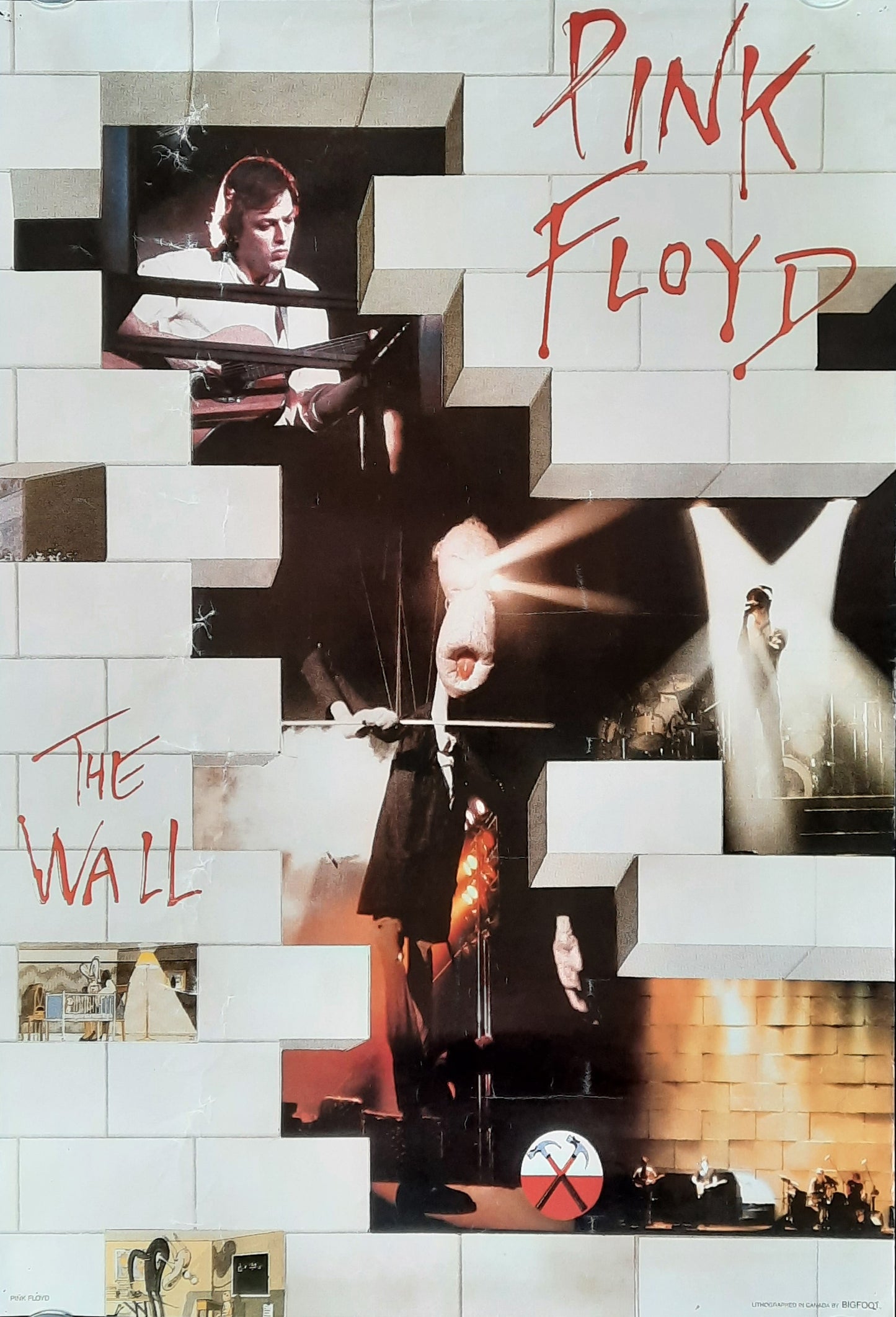 PINK FLOYD 1980 Original Promotion Poster THE WALL "Bigfoot" Version