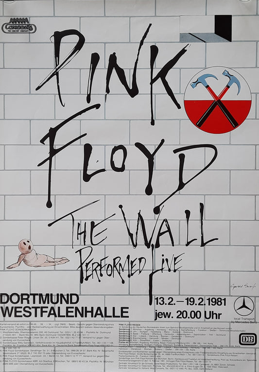 PINK FLOYD 1981 The Wall Concert Poster Dortmund Germany 1st print!