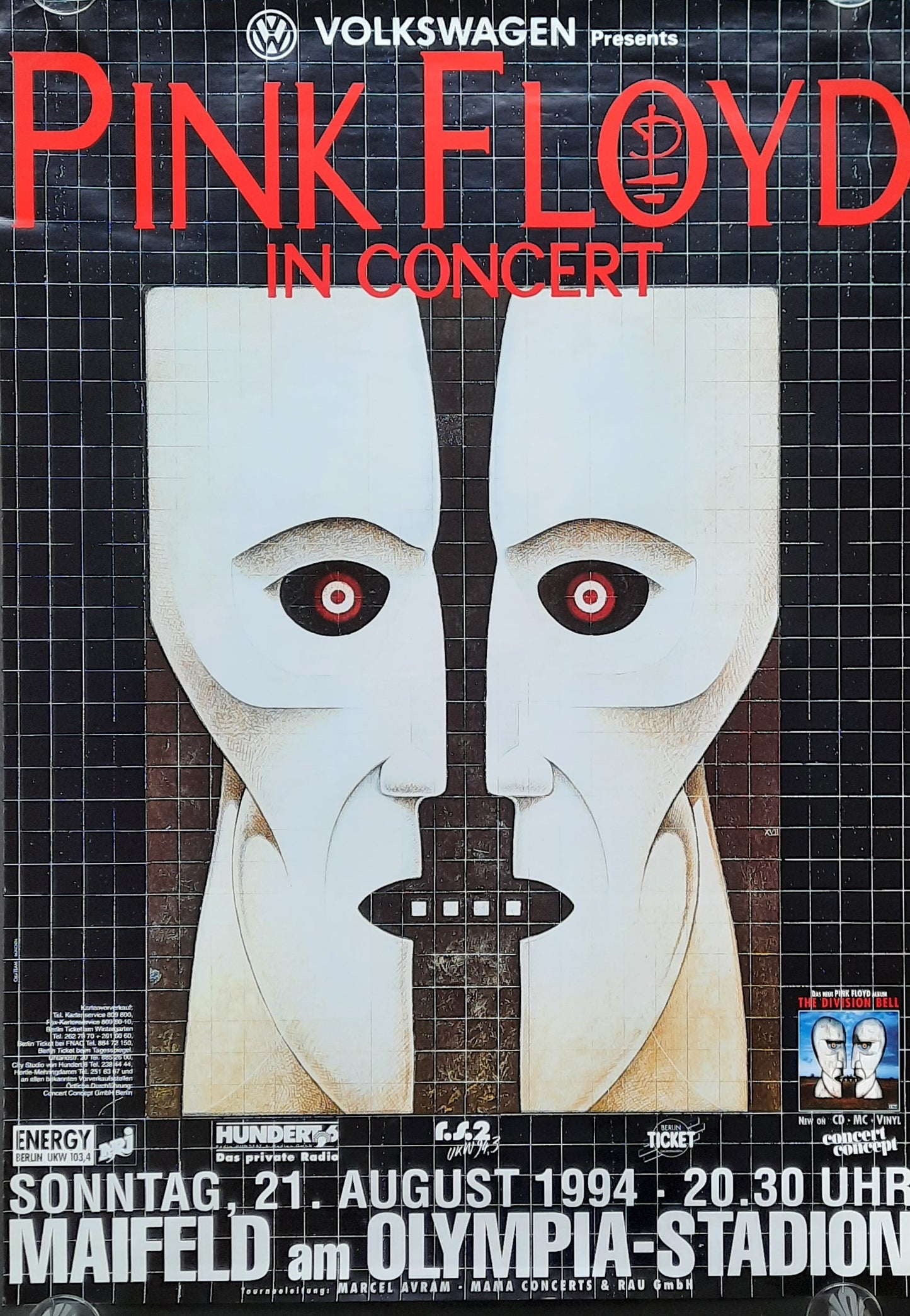 PINK FLOYD 1994 Original Concert Poster August 21st Berlin Germany