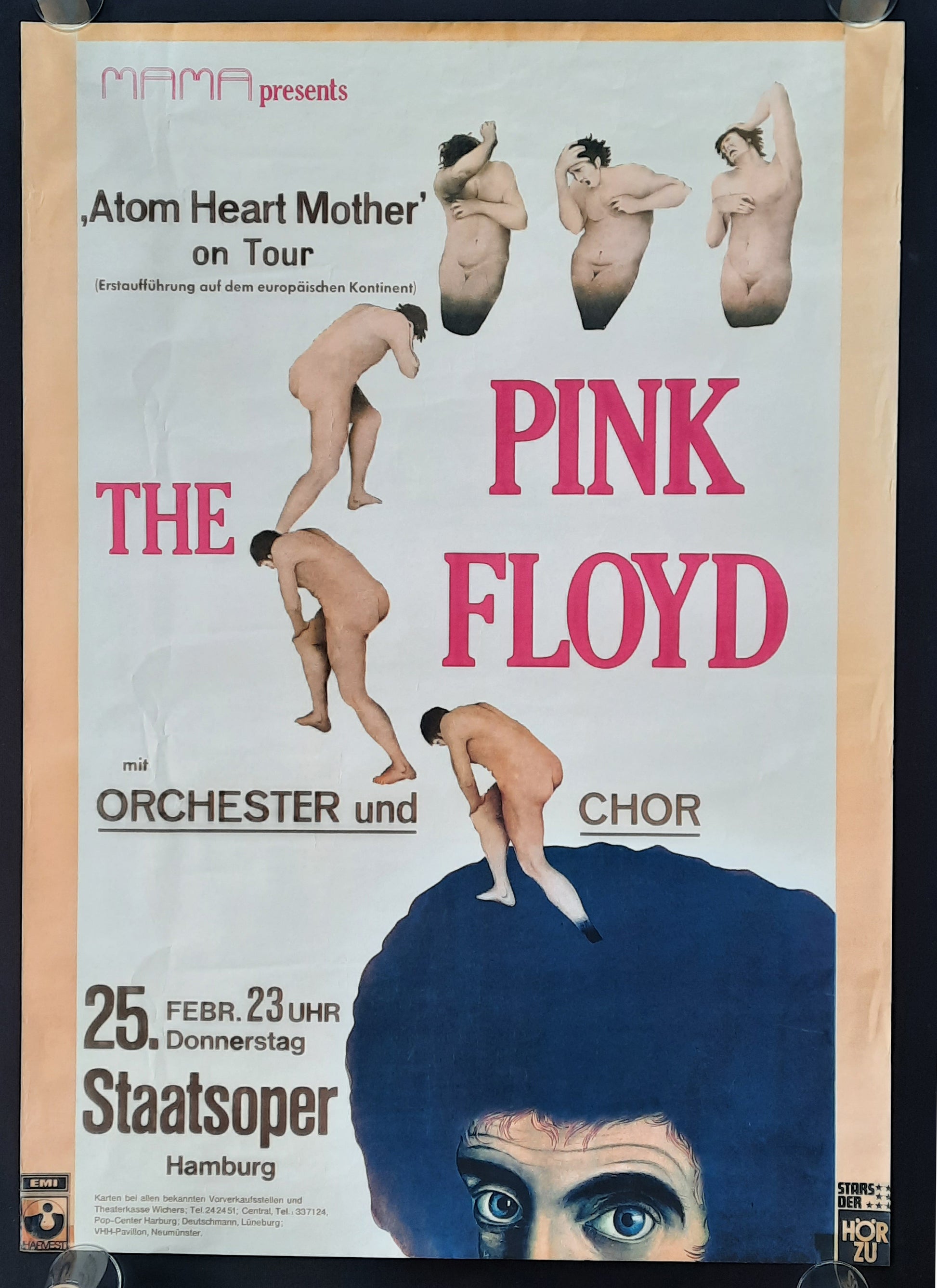 PINK FLOYD Concert Poster 1971 Hamburg, Germany RP