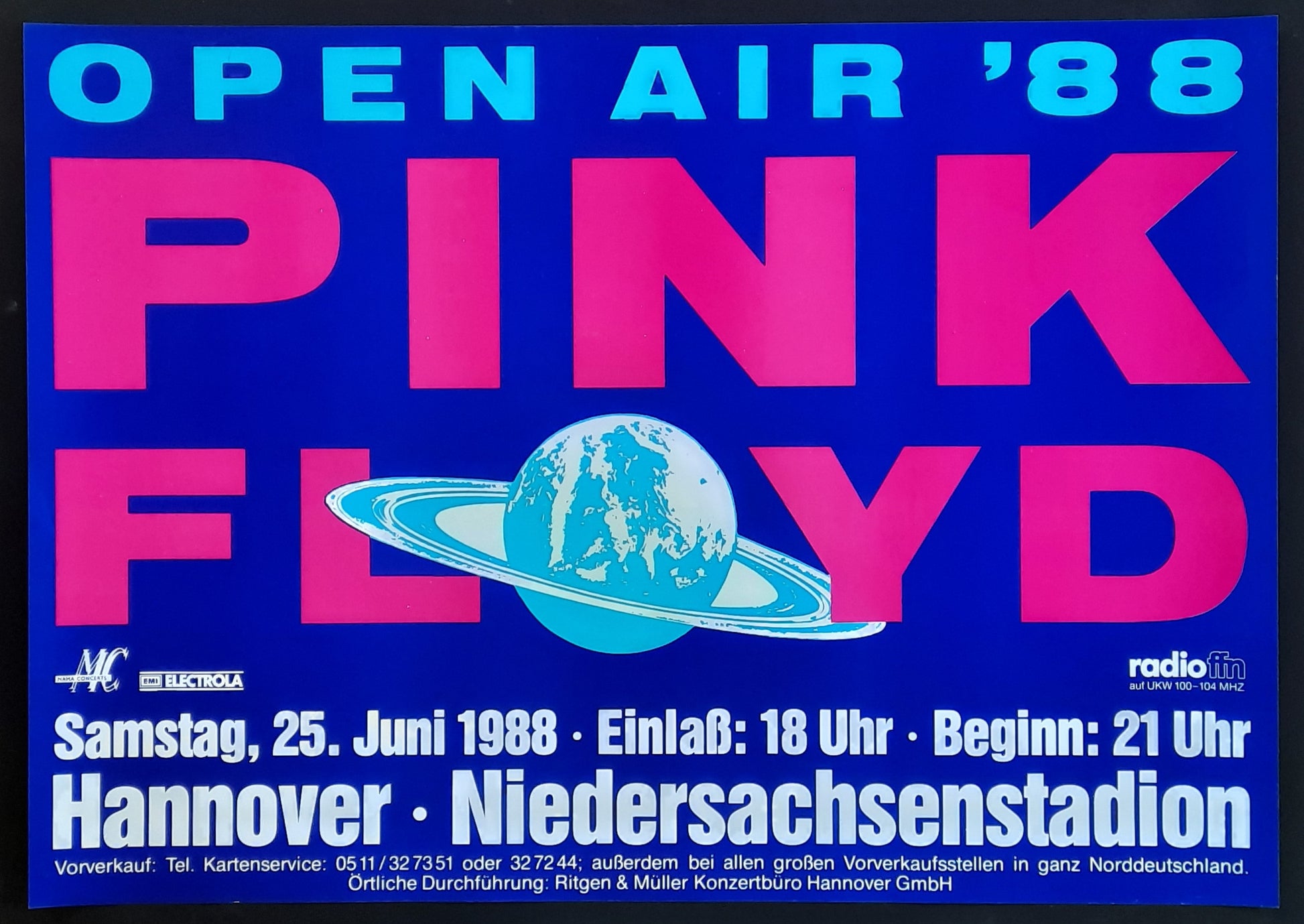 PINK FLOYD Original Concert Poster June 25, 1988 Hannover Germany
