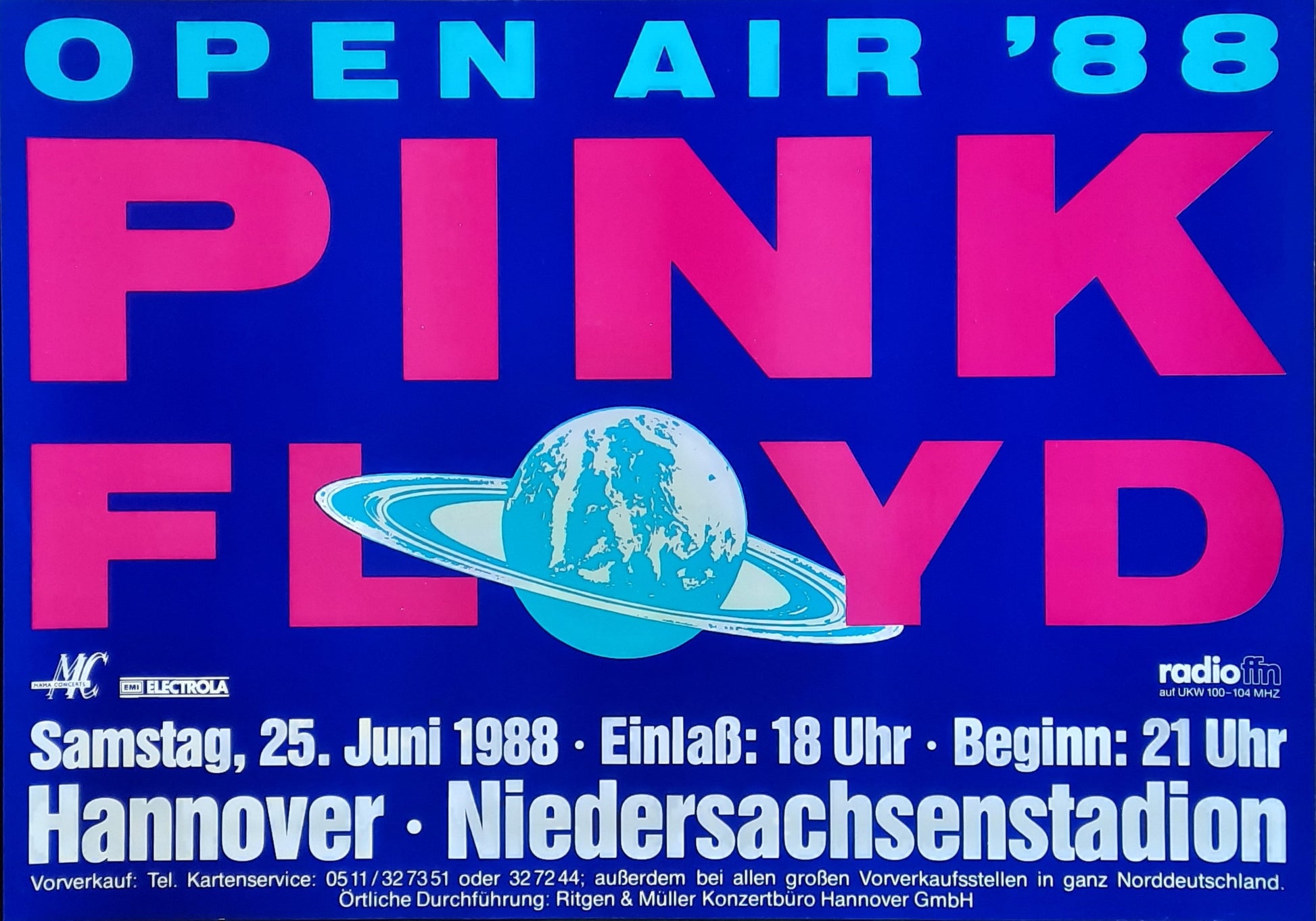 PINK FLOYD Original Concert Poster June 25, 1988 Hannover Germany 1