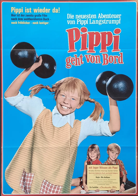 PIPPI GOES ON BOARD Original Movie Poster 1969 Inger Nilsson German 1-Sheet