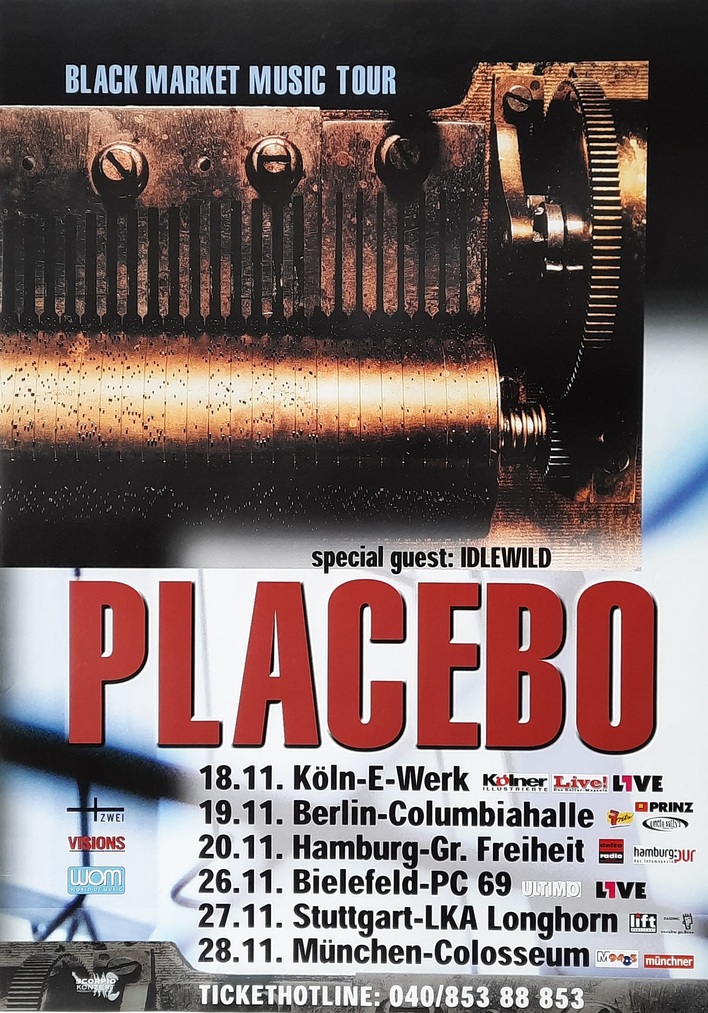 PLACEBO 2000 Original Concert Poster November Köln-München Germany
