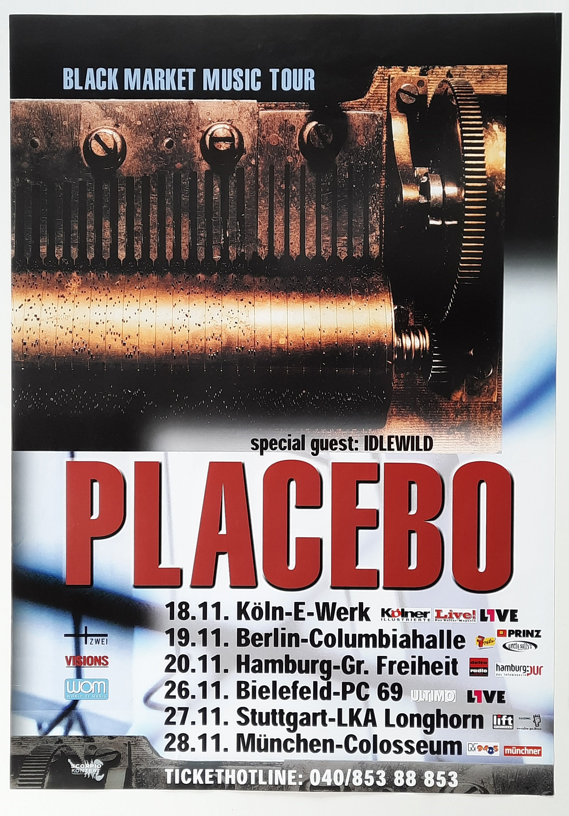 PLACEBO 2000 Original Concert Poster November Köln-München Germany 2