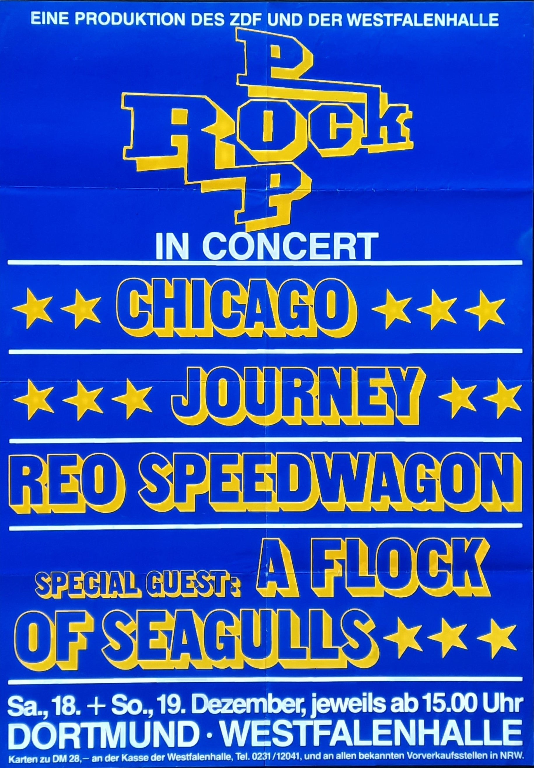 POP ROCK IN CONCERT Original Concert Poster December 18, 1982 Dortmund Germany CHICAGO JOURNEY REO SPEEDWAGON 1