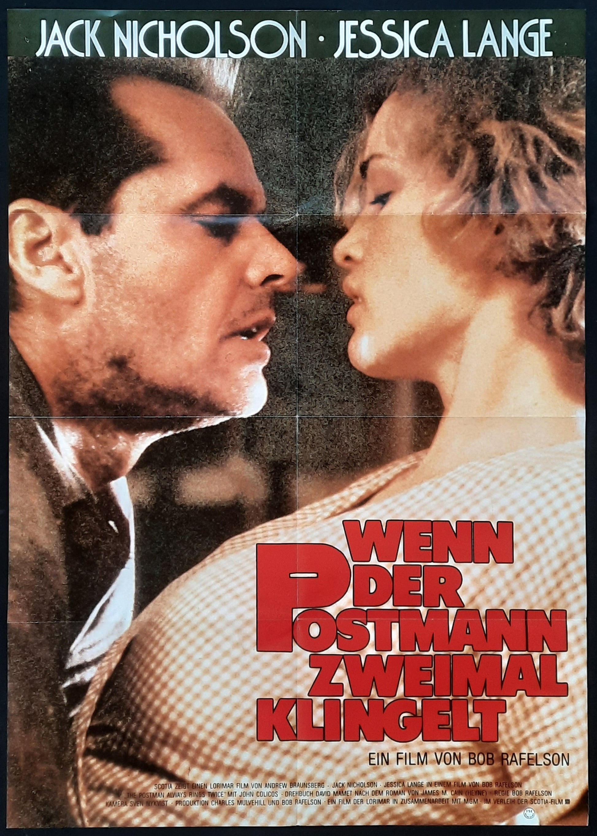 POSTMAN ALWAYS RINGS TWICE 1981 Jack Nicholson Jessica Lang Germany 1