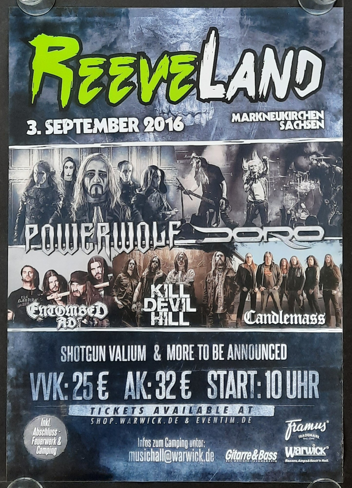 POWERWOLF DORO 2016 Original Concert Poster - REEVELAND Festival Markneukirchen Germany