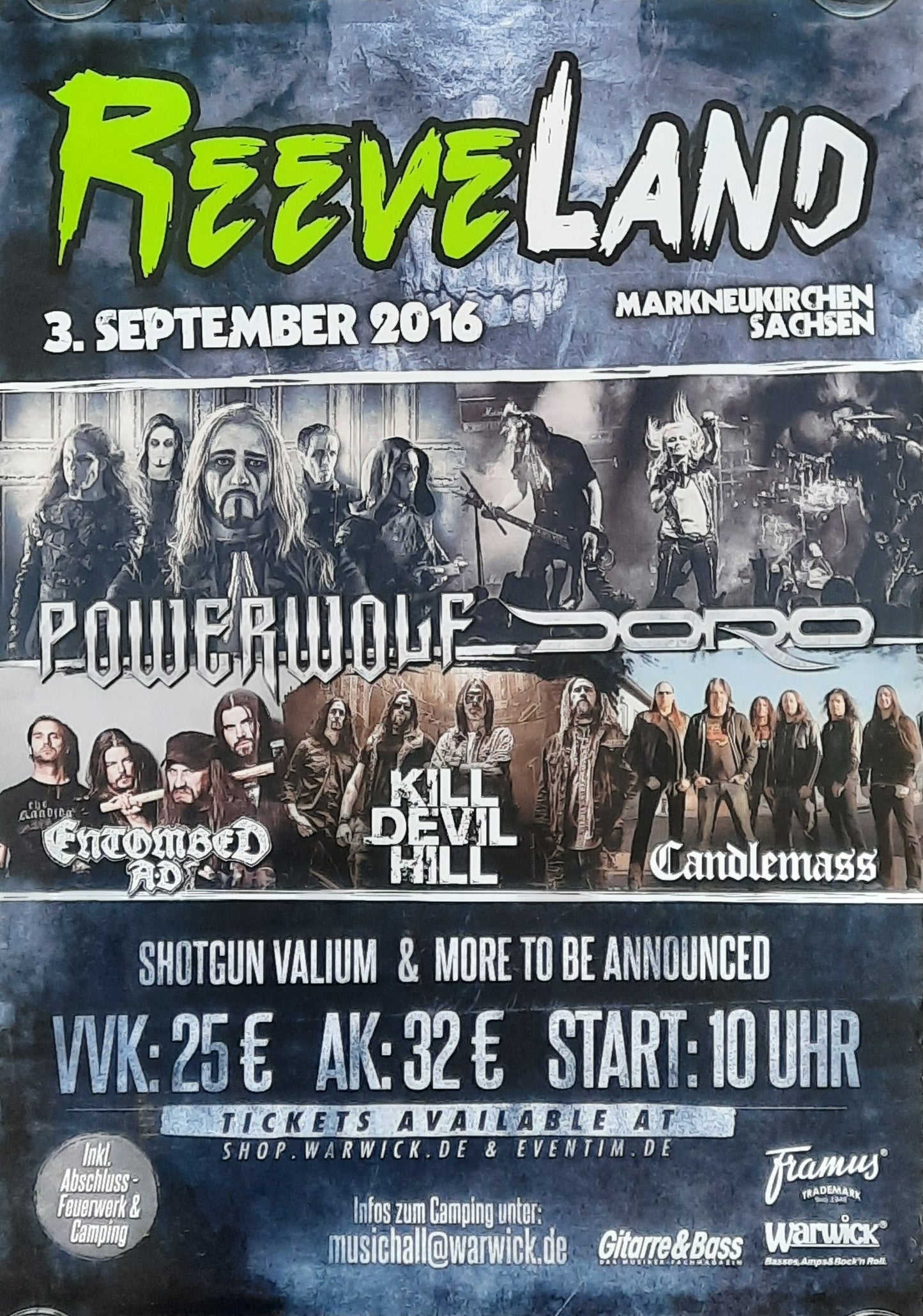 POWERWOLF DORO 2016 Original Concert Poster - REEVELAND Festival Markneukirchen Germany