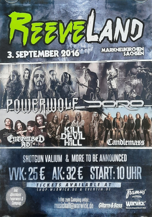 POWERWOLF DORO 2016 Original Concert Poster - REEVELAND Festival Markneukirchen Germany