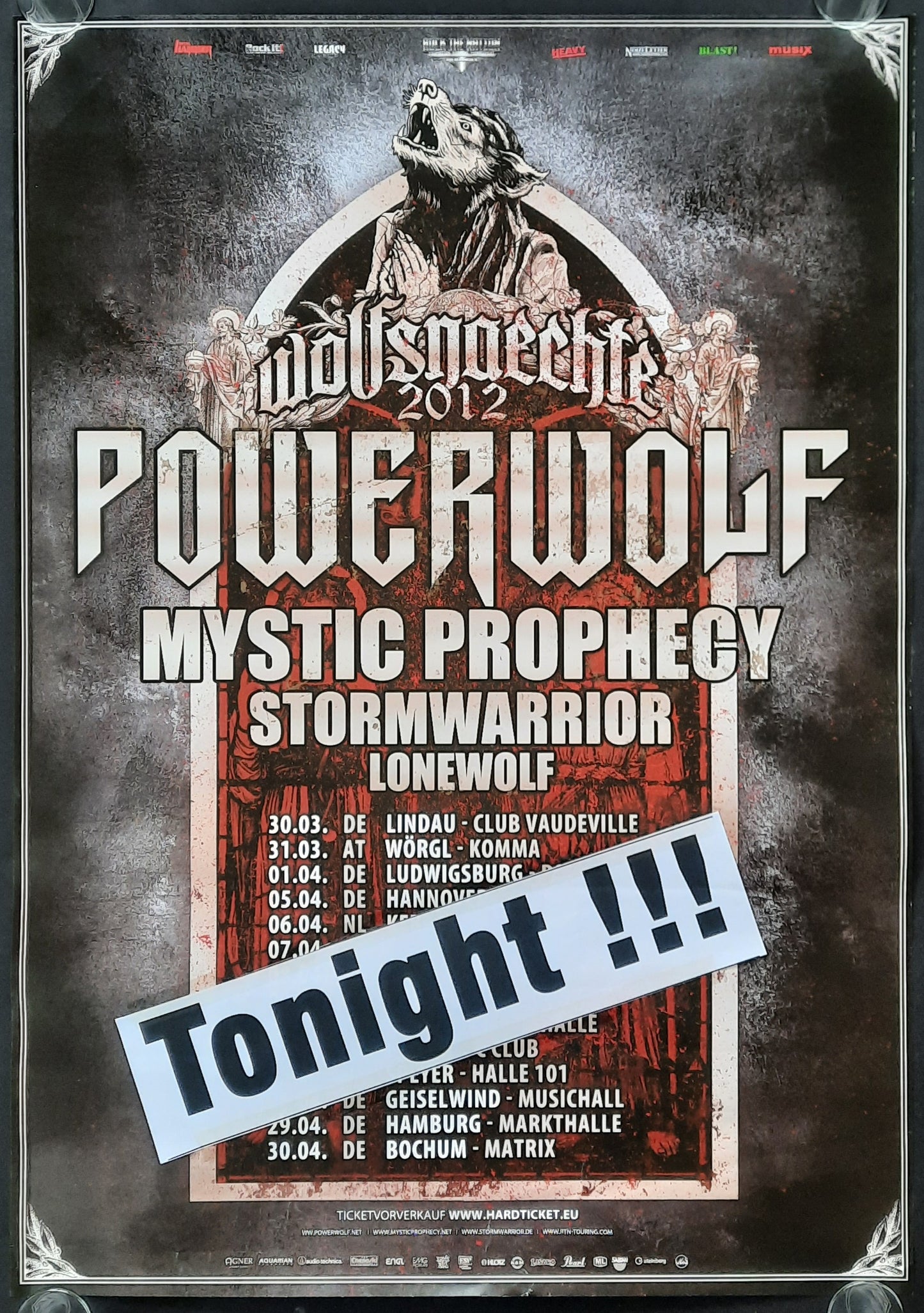 POWERWOLF Original Concert Poster 2012 Germany