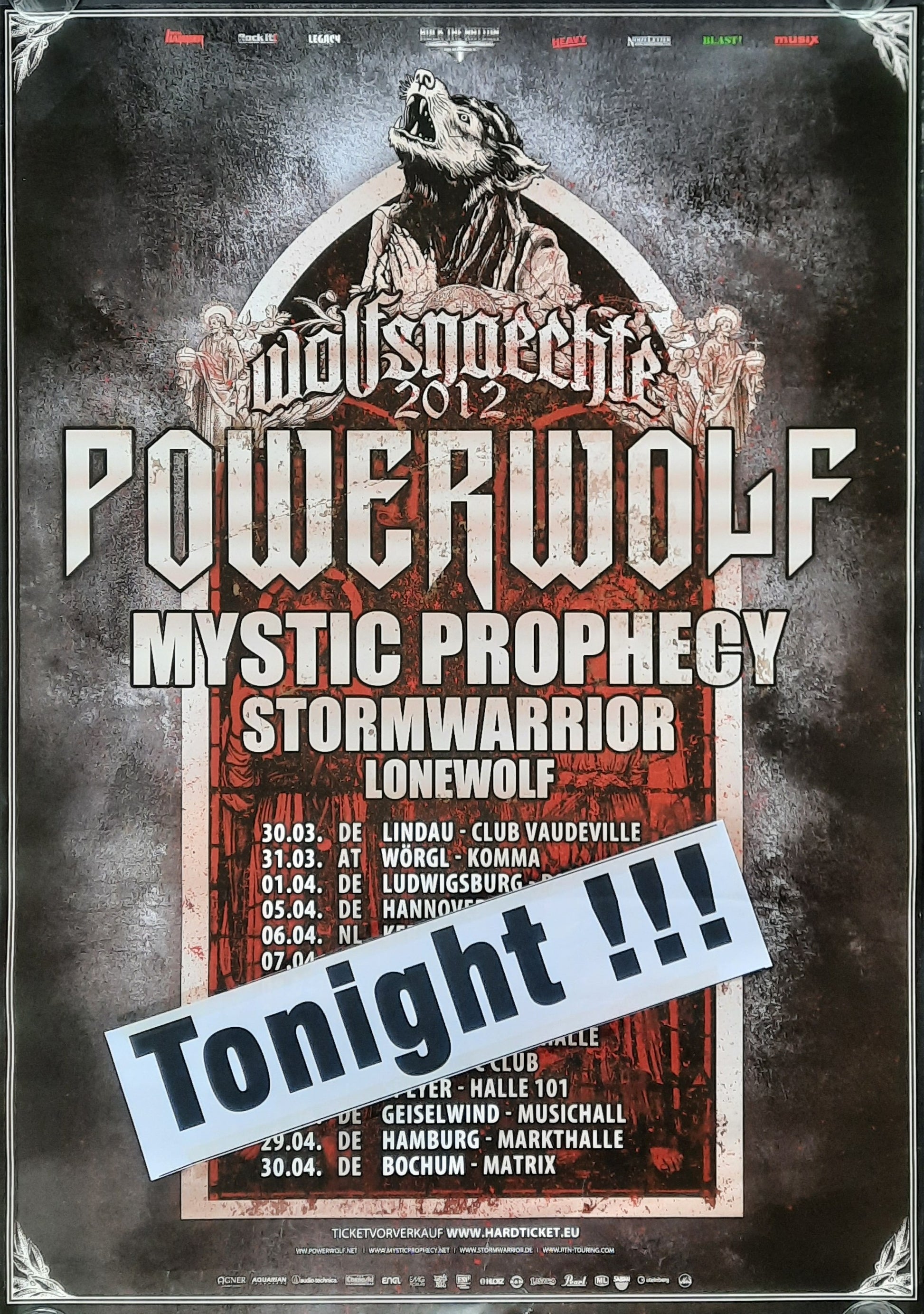 POWERWOLF Original Concert Poster 2012 Germany