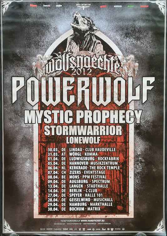 POWERWOLF - MYSTIC PROPHECY Original Concert Poster 2012 Wolfsnaechte 1