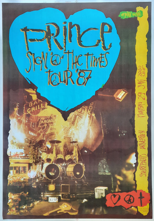 PRINCE 1987 Original Concert Poster June 29th Antwerpen Belgium 27 x 39 inch
