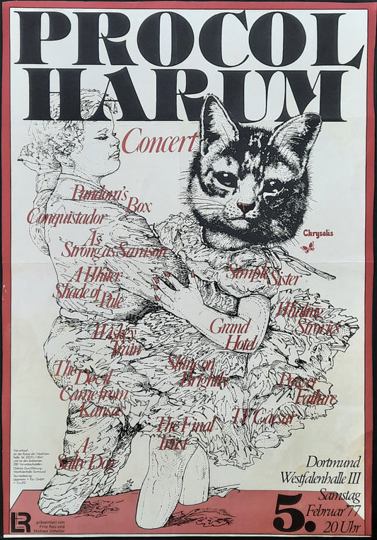 PROCUL HARUM Original Concert Poster February 5, 1977 Dortmund Germany