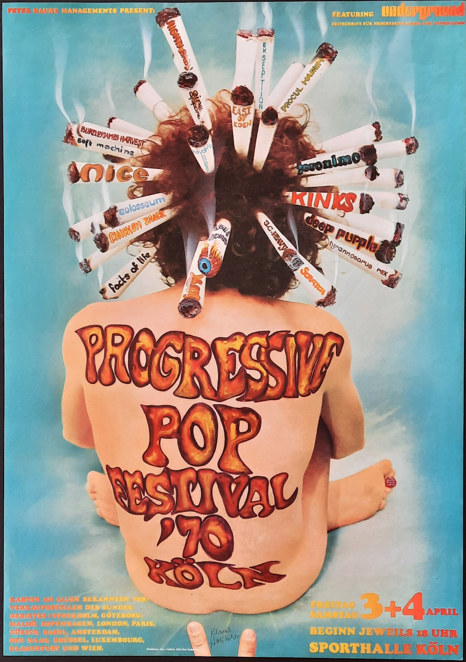 PROGRESSIVE POP FESTIVAL Original Cincert Poster 1970 by Holitzka SIGNED