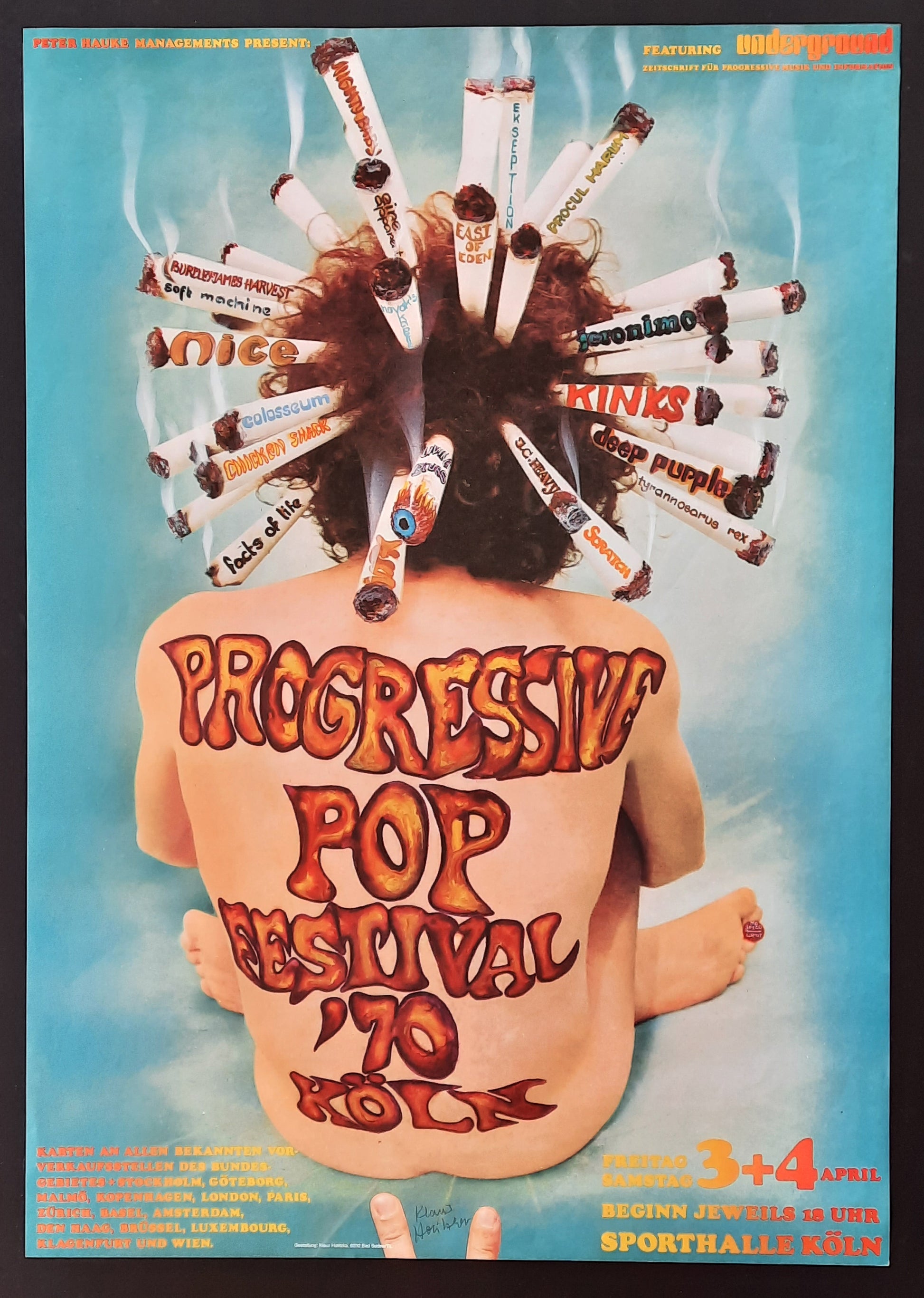 PROGRESSIVE POP FESTIVAL Original Cincert Poster 1970 by Holitzka SIGNED 2