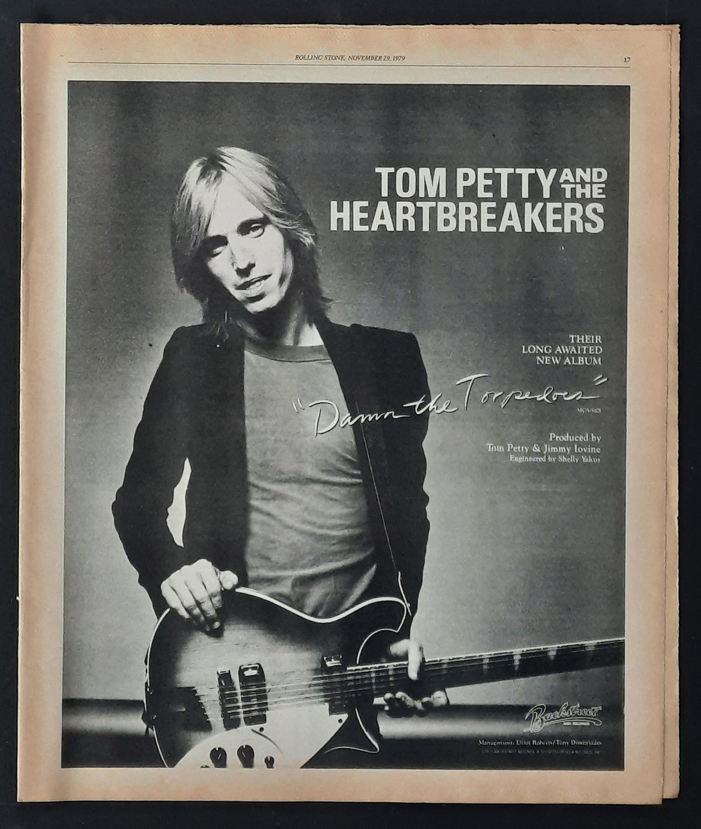 TOM PETTY 1979 Poster/Press Ad Album "Damn The Torpedoes"