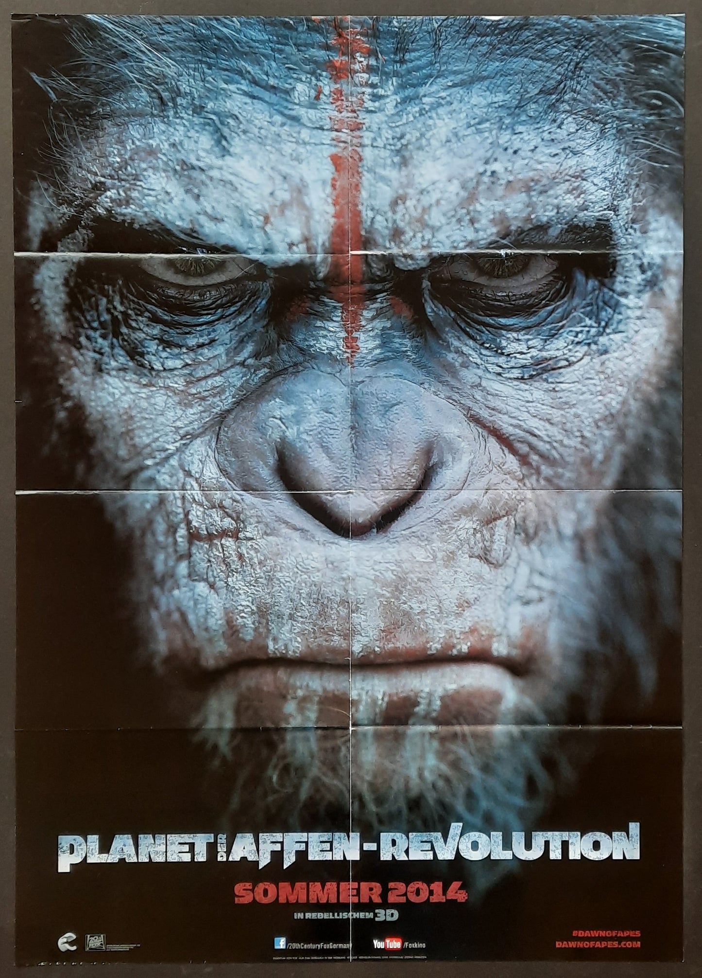 PLANET OF THE APES - REVOLUTION 2014 Tease German 1-Sheet Movie Poster 23 x 33