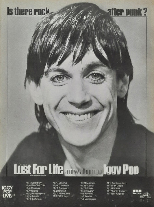 IGGY POP 1977 Poster/Press Ad Album "Lust For Life"