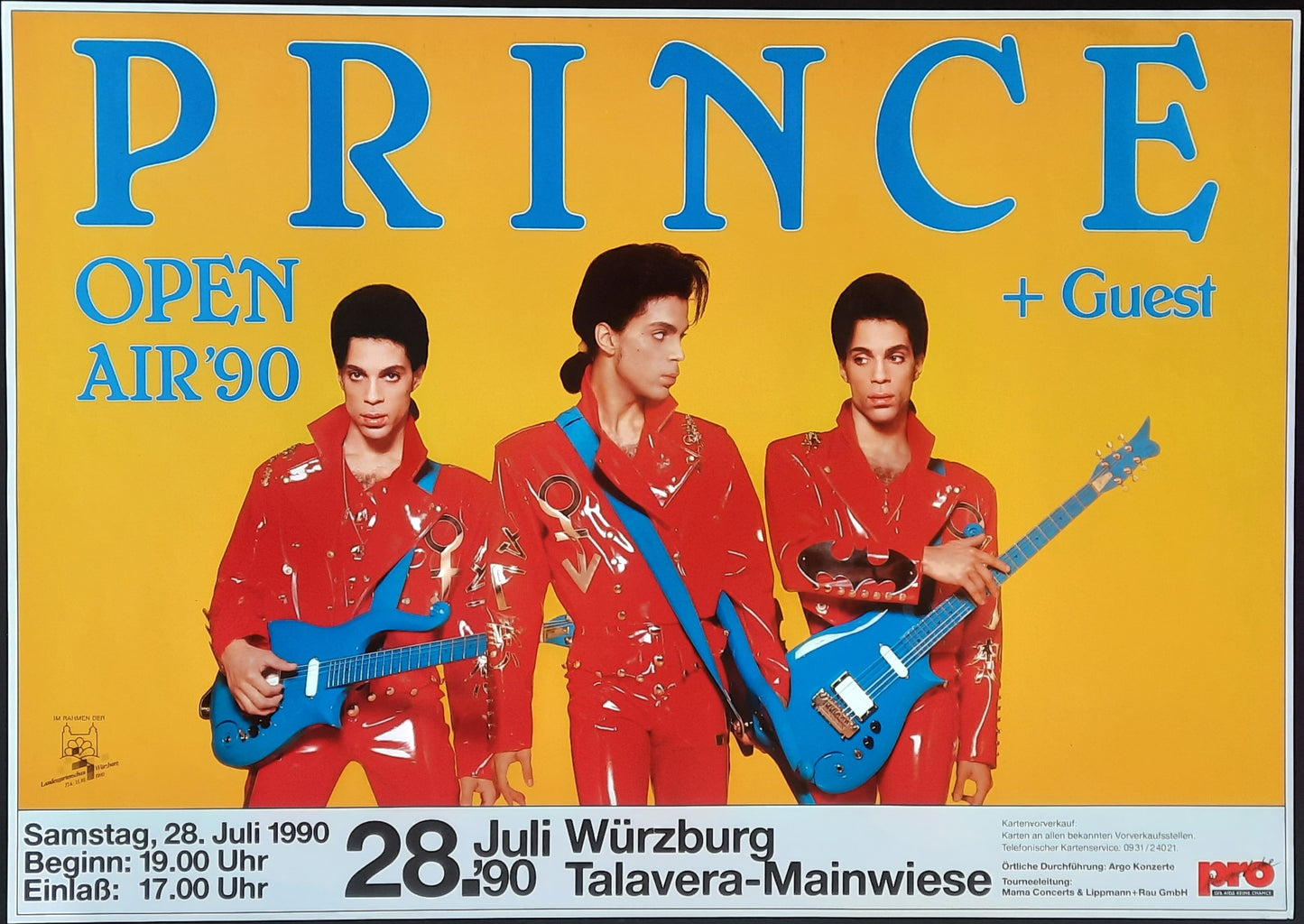 PRINCE 1990 Concert Poster July 28th Würzburg Germany 1st print