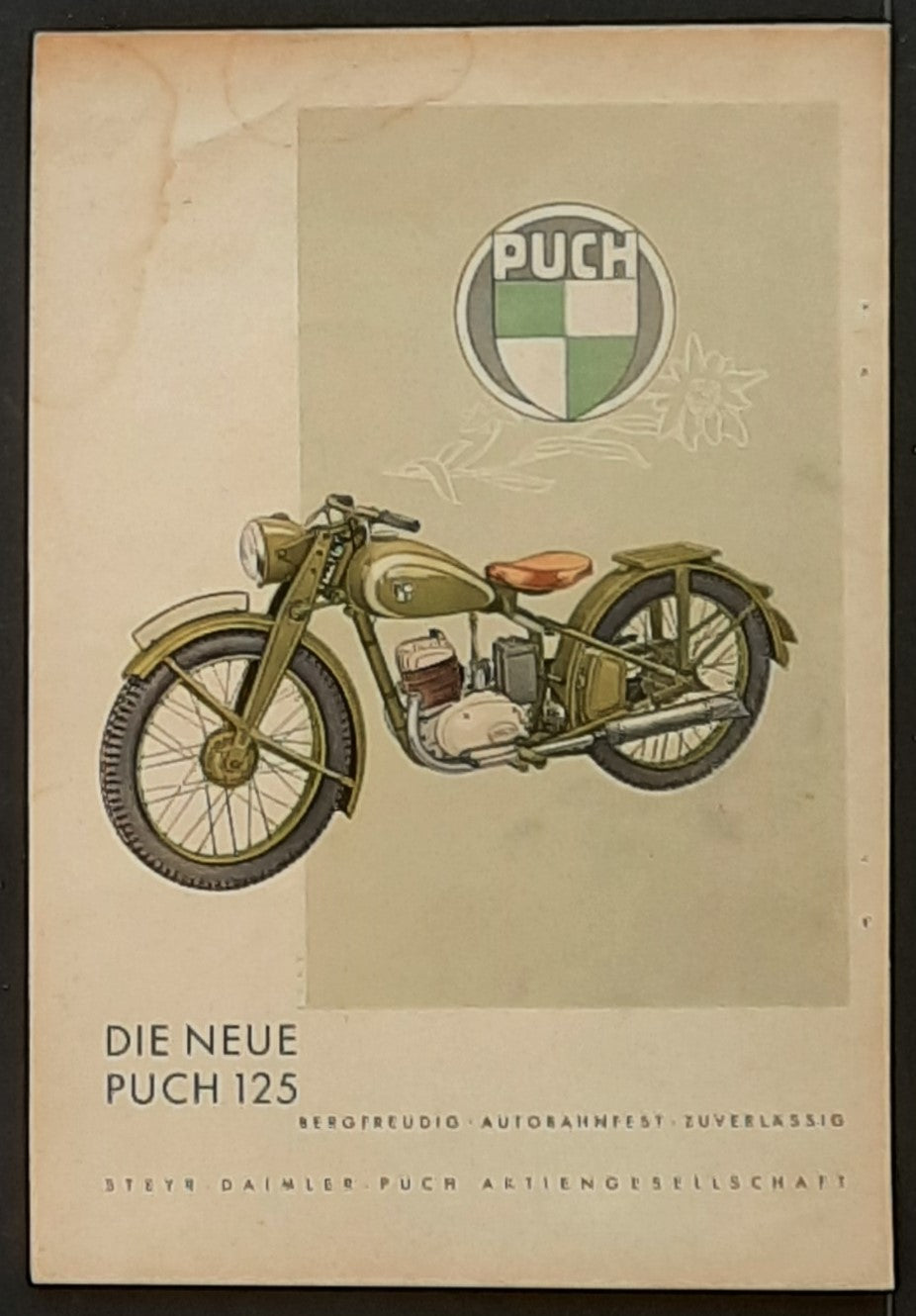 PUCH 1940 German newspaper advertisement for Puch motorcycles 8 x 12 inch