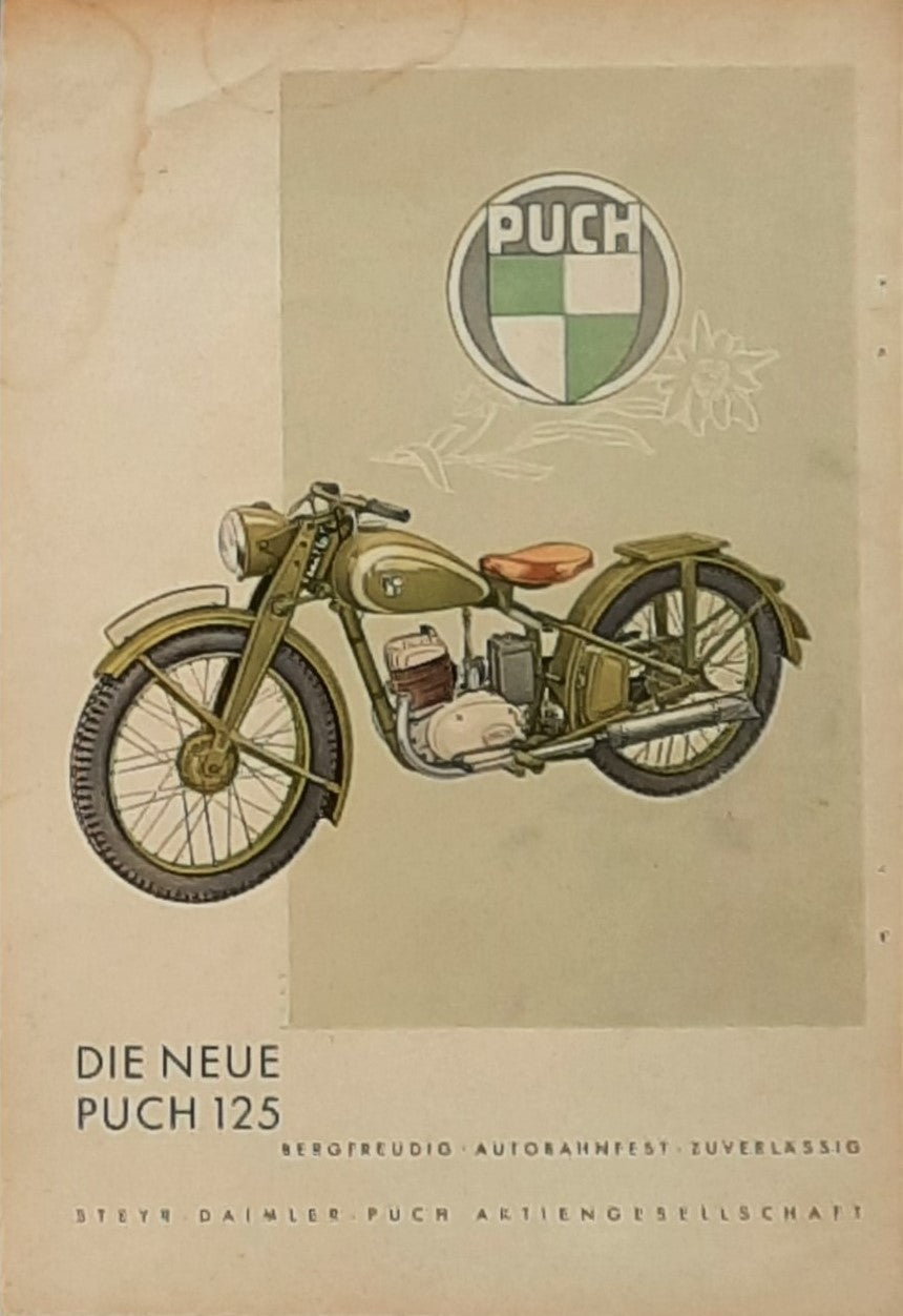 PUCH 1940 German newspaper advertisement for Puch motorcycles 8 x 12 inch