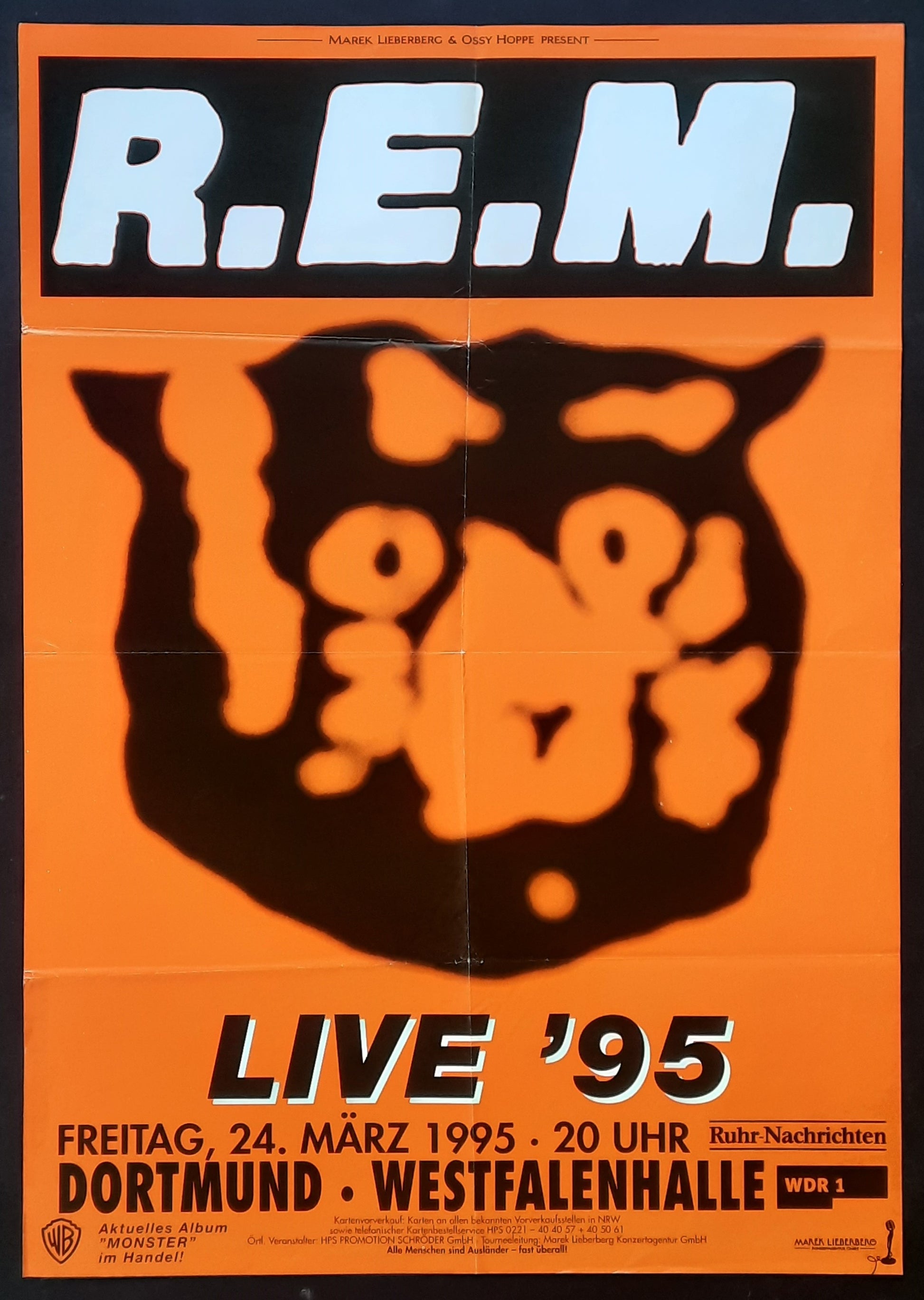 R.E.M. Original Concert Poster March 24, 1995 Dortmund Germany