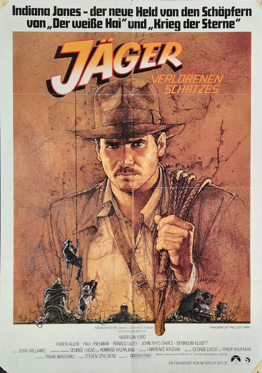 RAIDERS OF THE LOST ARK Original Movie Poster 1981 Indiana Jones German 1-Sheet