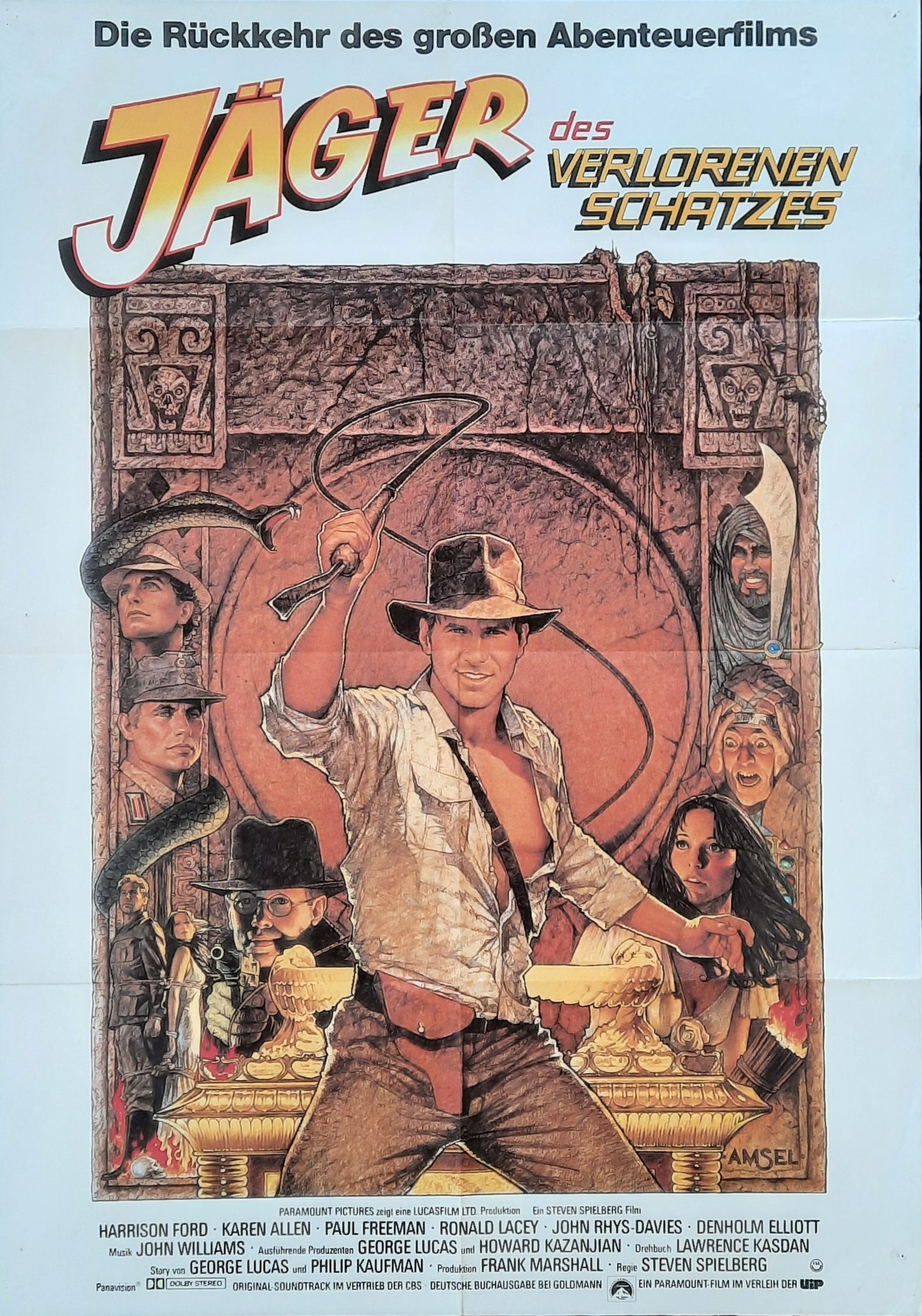 RAIDERS OF THE LOST ARK Original Movie Poster 1982 Indiana Jones German 1-Sheet 4