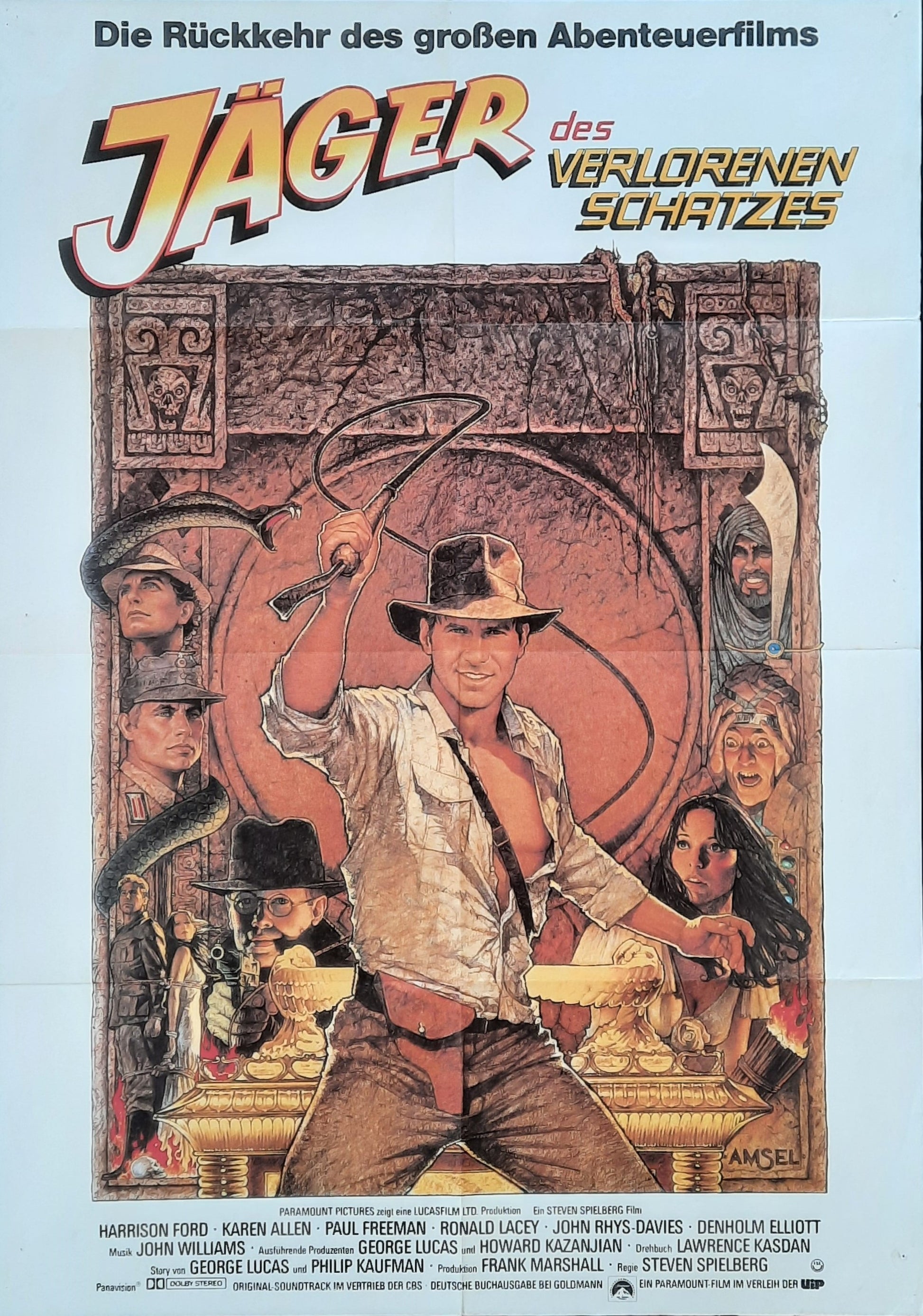 RAIDERS OF THE LOST ARK Original Movie Poster 1982 Indiana Jones German 1-Sheet 4