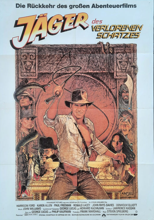 RAIDERS OF THE LOST ARK Original Movie Poster 1982 Indiana Jones German 1-Sheet 4