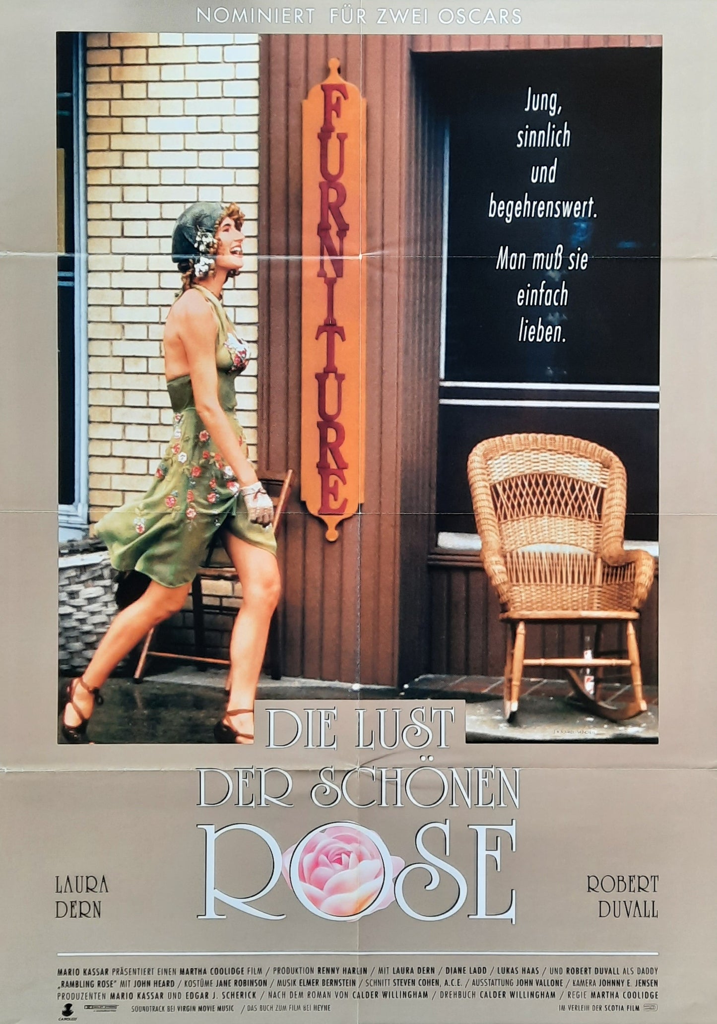 RAMBLING ROSE Original Movie Poster 1991 Laura Dern Robert Duvall German 1-Sheet