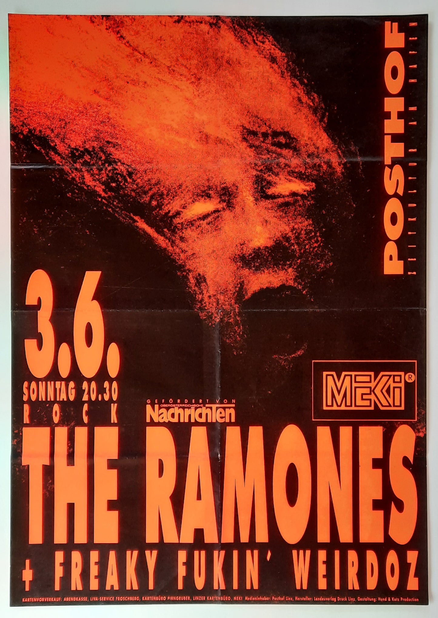 RAMONES Original Concert Poster June 3, 1990 Linz Austria