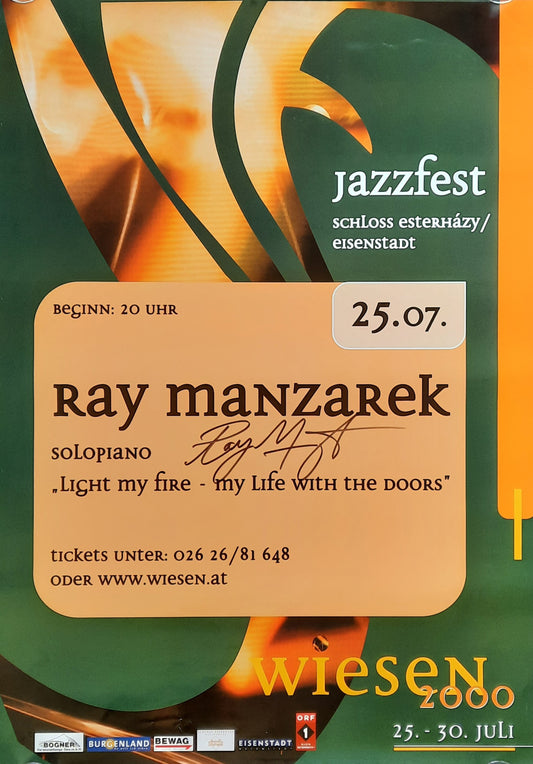 RAY MANZAREK Original Concert Poster July 25, 2000 Wiesen Austria SIGNED! 2
