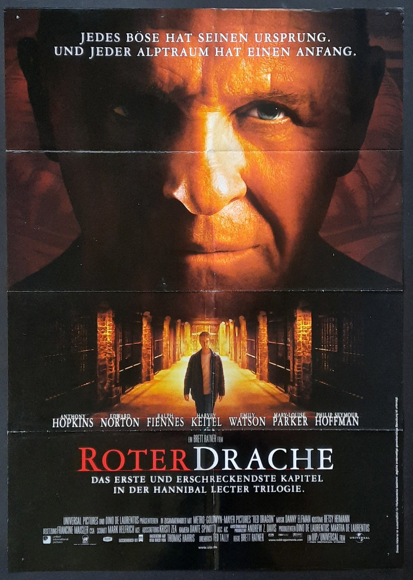 RED DRAGON Original Movie Poster 2002 Anthony Hopkins German 1-Sheet Poster