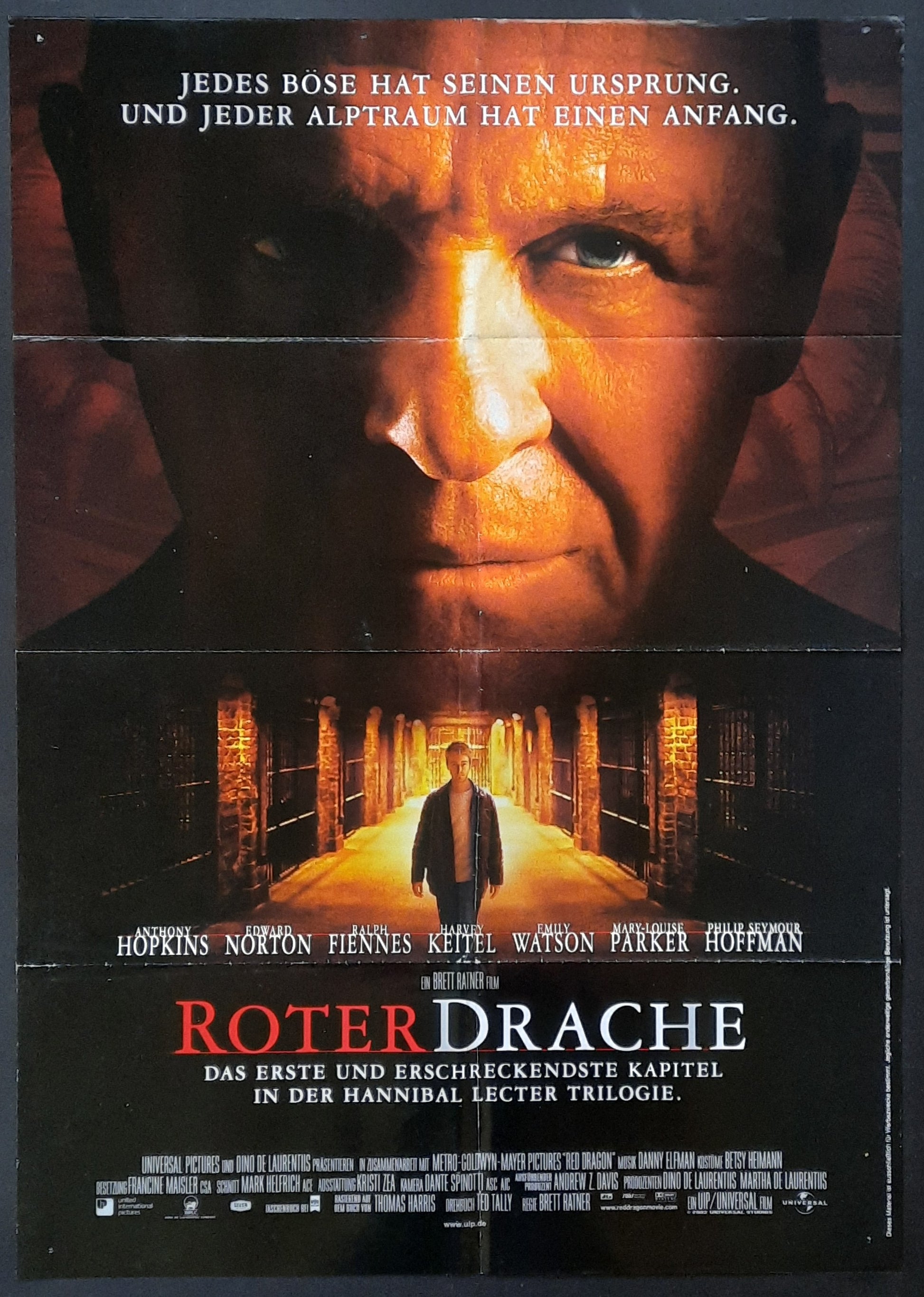 RED DRAGON Original Movie Poster 2002 Anthony Hopkins German 1-Sheet Poster