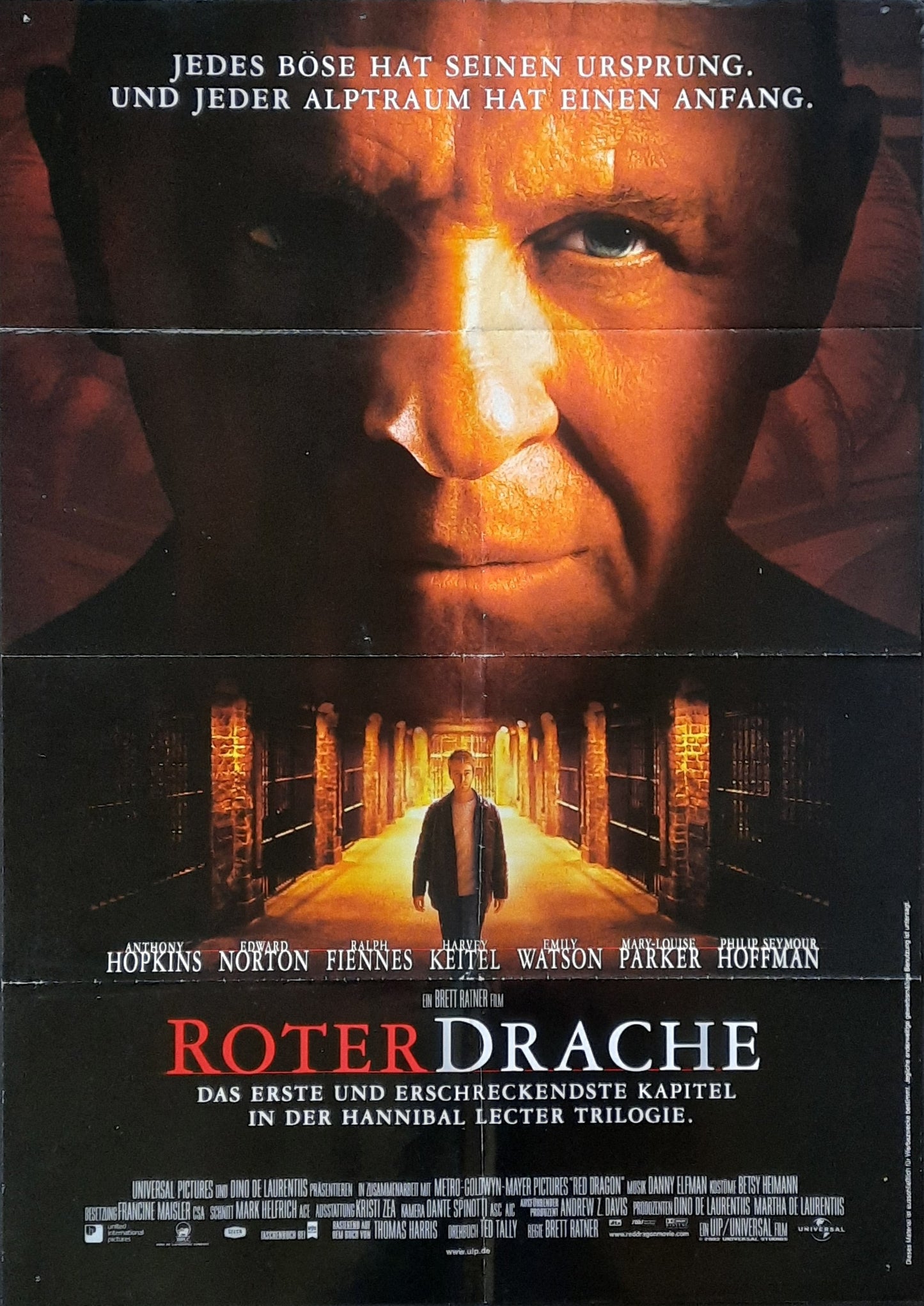 RED DRAGON Original Movie Poster 2002 Anthony Hopkins German 1-Sheet Poster